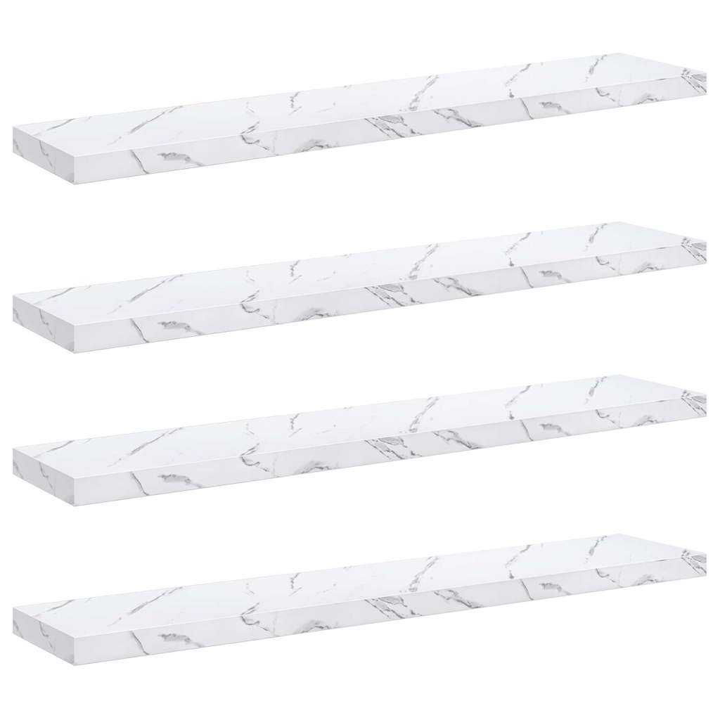 Wandregal 4 pcs Weiß Marmor 120 x 23,5 x 4 cm Holzwerkstoff