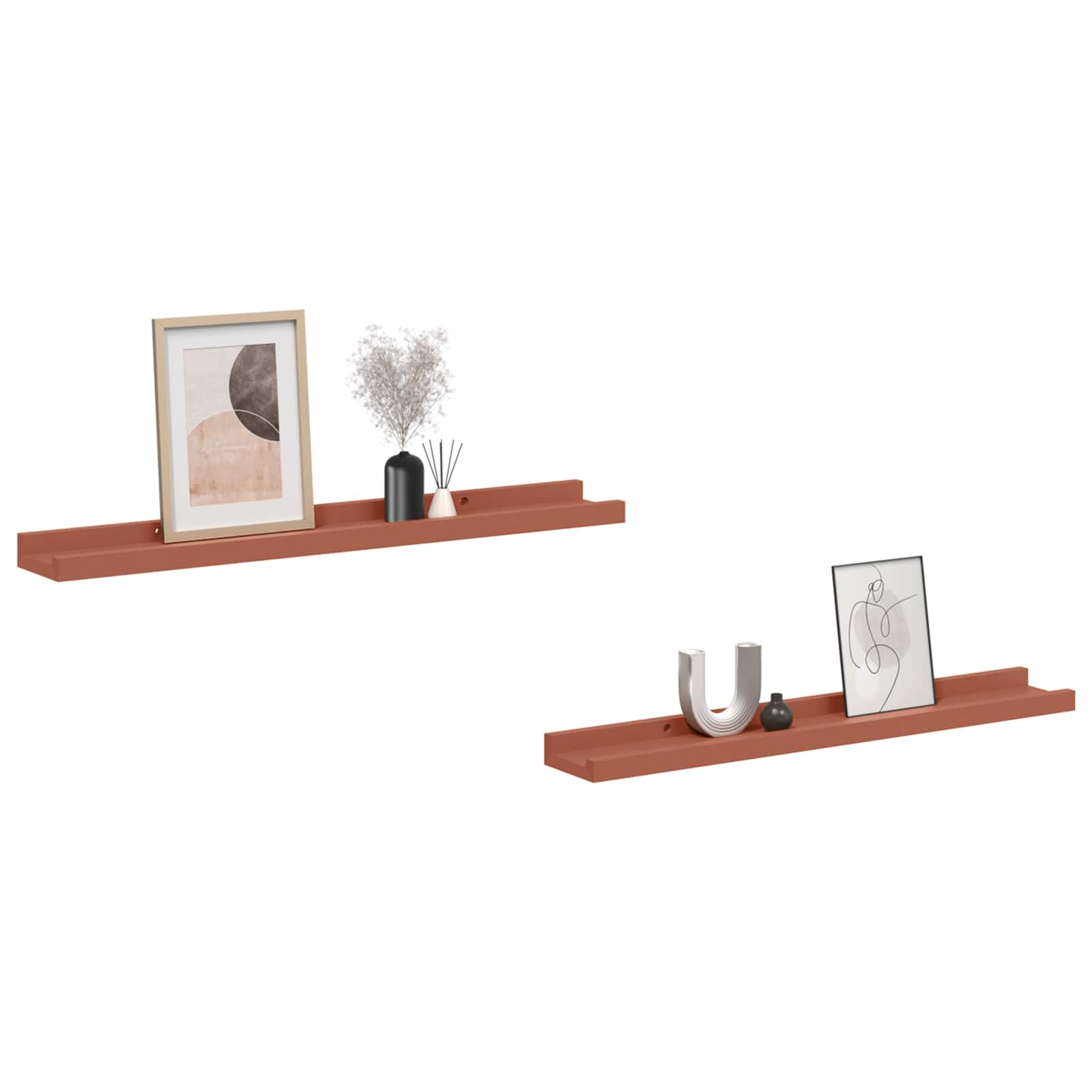Wandregal mit Regal 2 pcs Rot 60 x 9 x 3 cm Holzwerkstoff