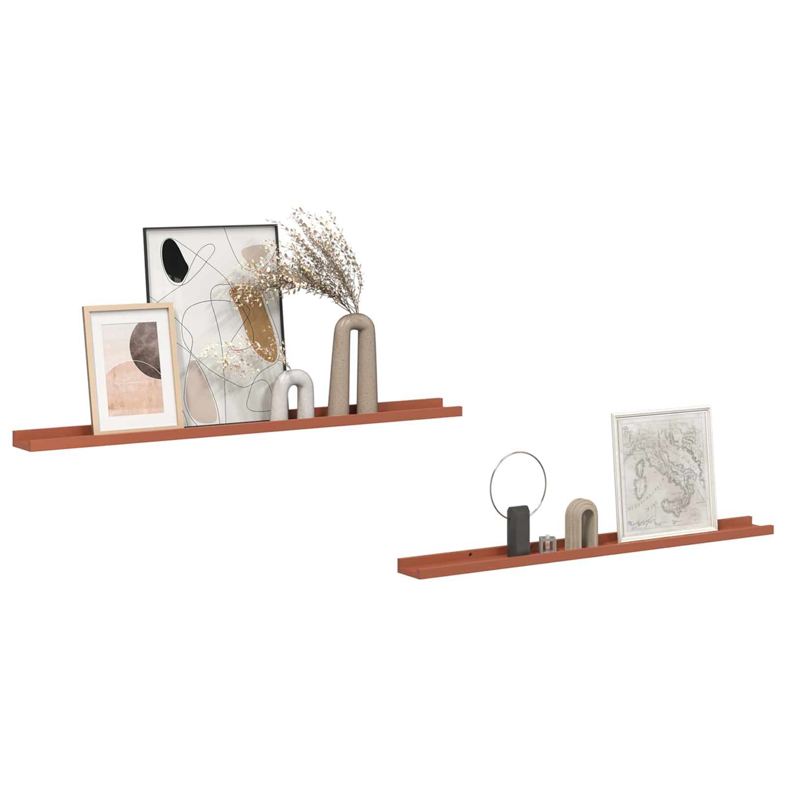 Wandregal mit Regal 2 pcs Rot 100 x 9 x 3 cm Holzwerkstoff