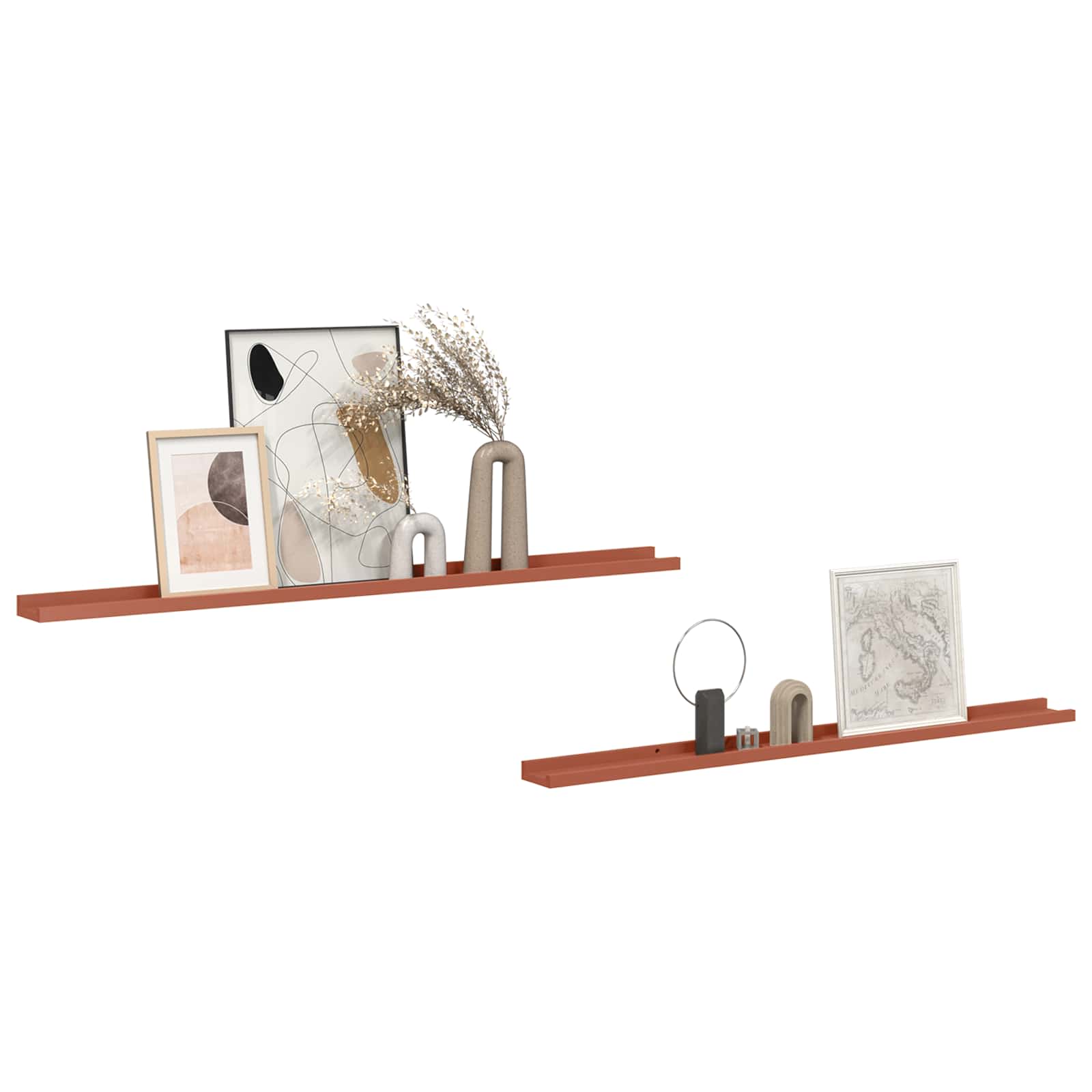 Wandregal mit Regal 2 pcs Rot 115 x 9 x 3 cm Holzwerkstoff