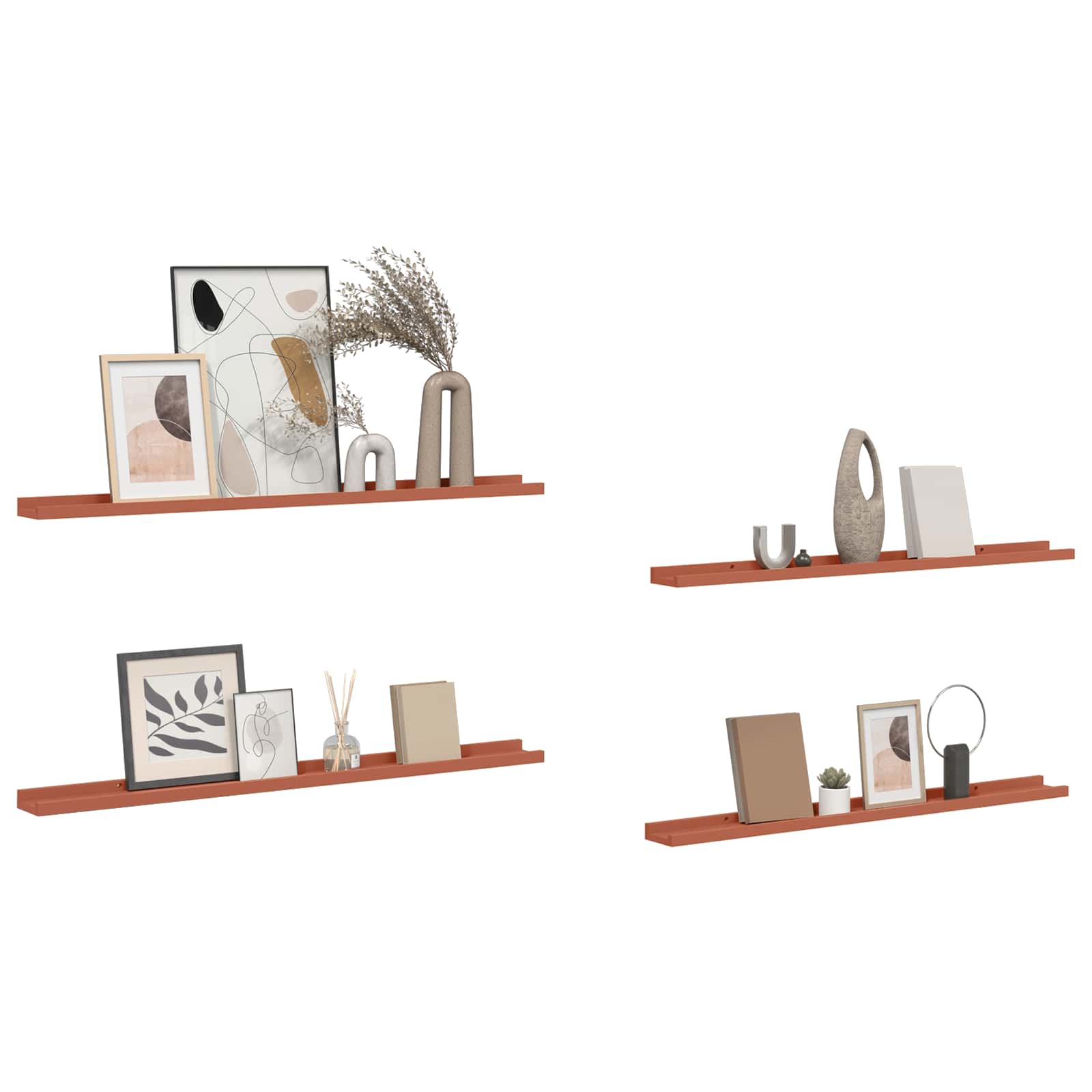 Wandregal mit Regal 4 pcs Rot 100 x 9 x 3 cm Holzwerkstoff