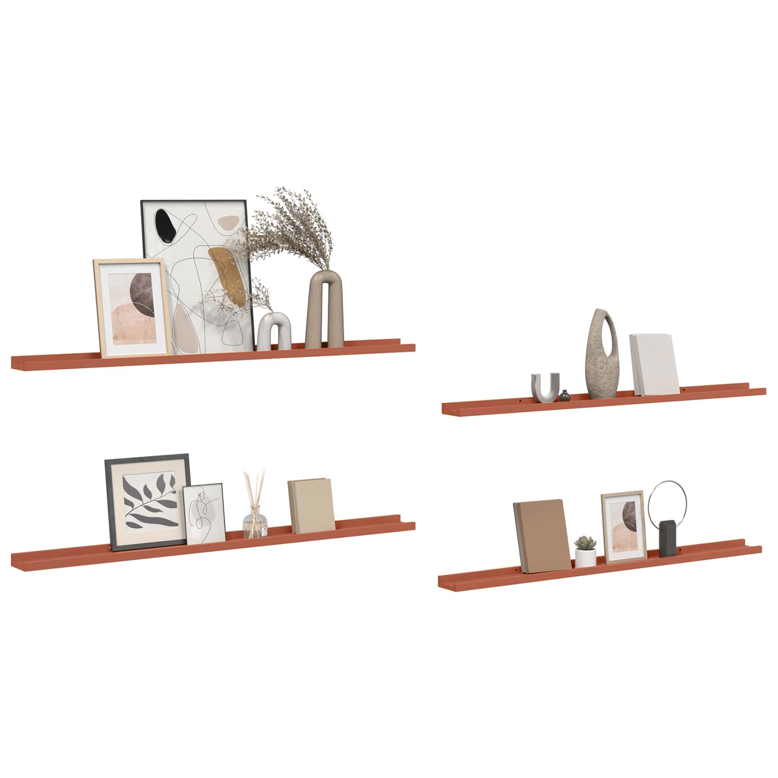 Wandregal mit Regal 4 pcs Rot 115 x 9 x 3 cm Holzwerkstoff