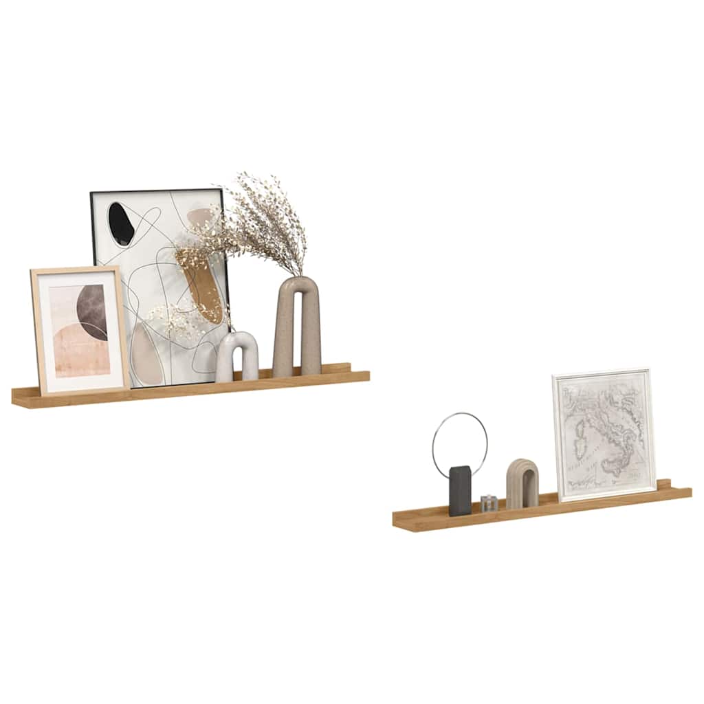 Wandregal mit Regal 2 pcs Braun 80 x 9 x 3 cm Holzwerkstoff
