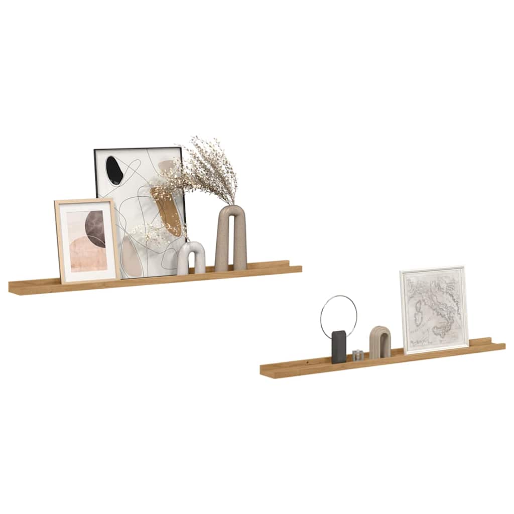 Wandregal mit Regal 2 pcs Braun 100 x 9 x 3 cm Holzwerkstoff