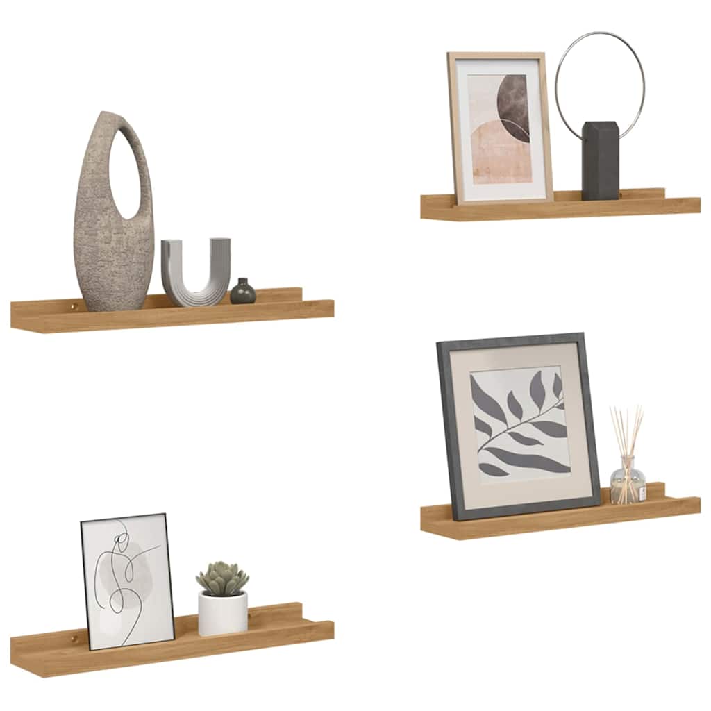 Wandregal mit Regal 4 pcs Braun 60 x 9 x 3 cm Holzwerkstoff