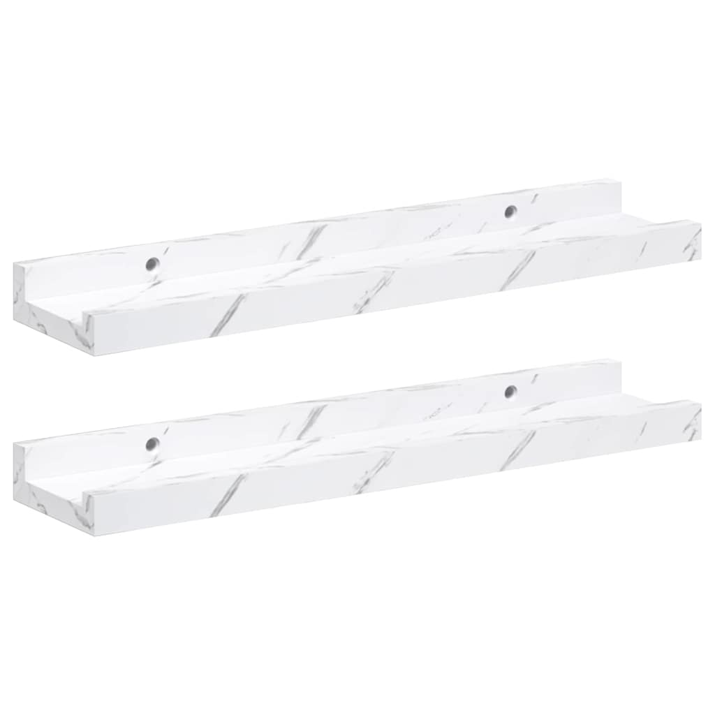 Wandregal 2 pcs Weiß Marmor 40 x 9 x 3 cm Holzwerkstoff