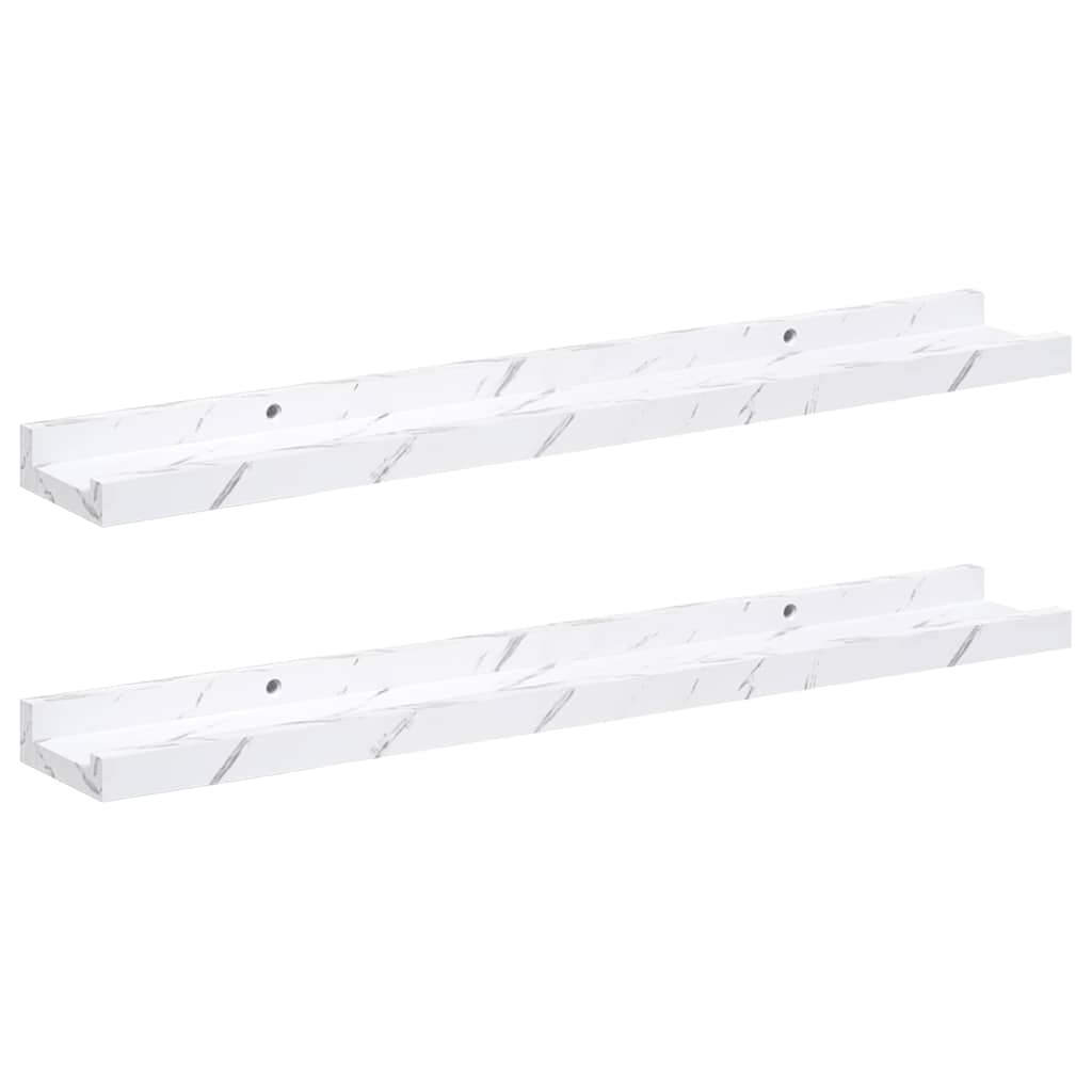 Wandregal 2 pcs Weiß Marmor 60 x 9 x 3 cm Holzwerkstoff