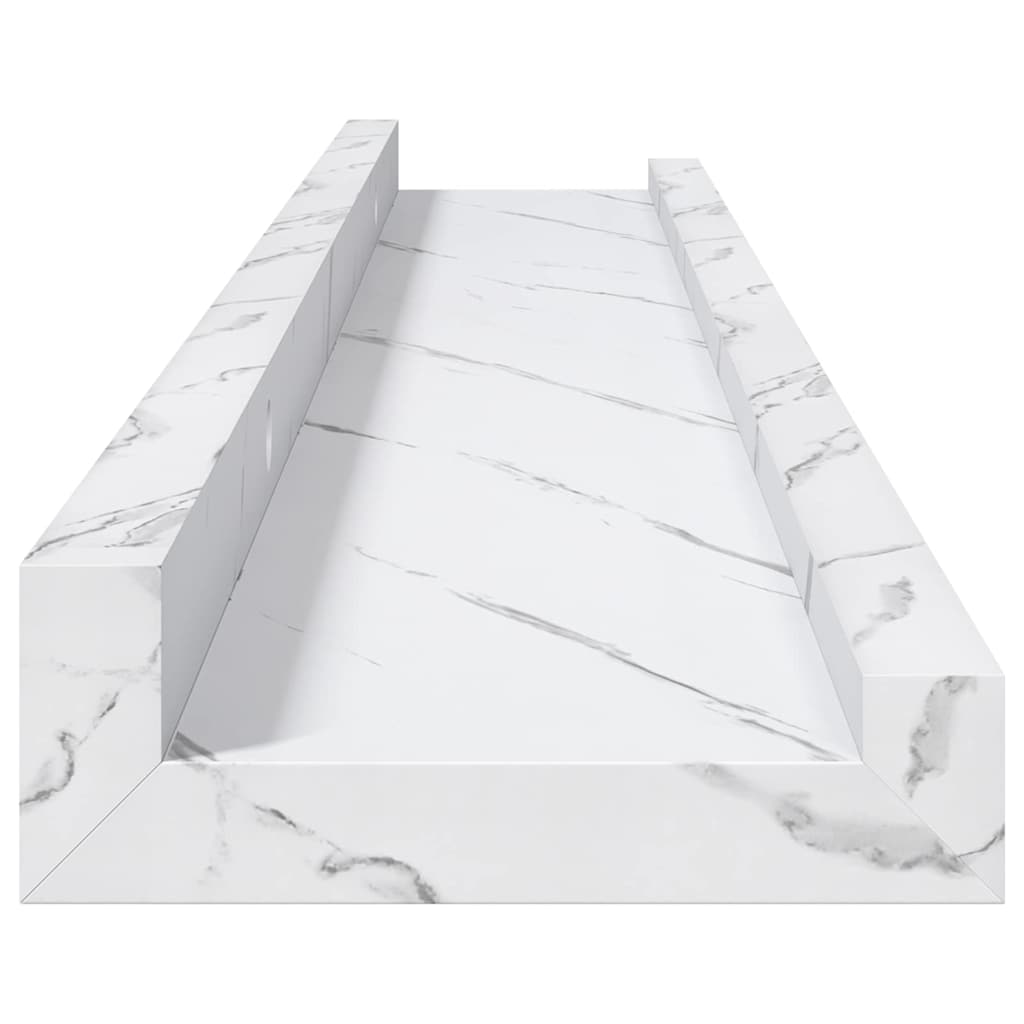 Wandregal 2 pcs Weiß Marmor 60 x 9 x 3 cm Holzwerkstoff