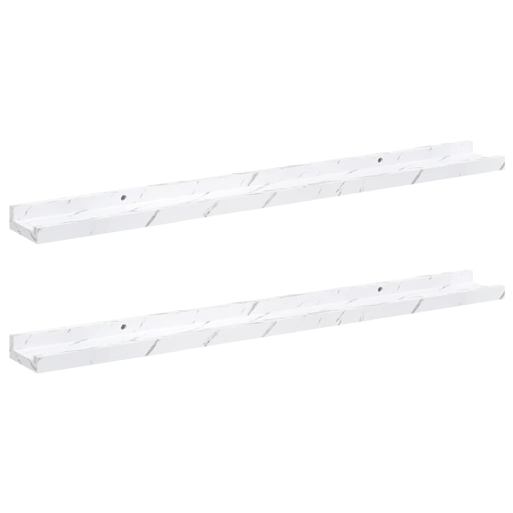 Wandregal 2 pcs Weiß Marmor 80 x 9 x 3 cm Holzwerkstoff