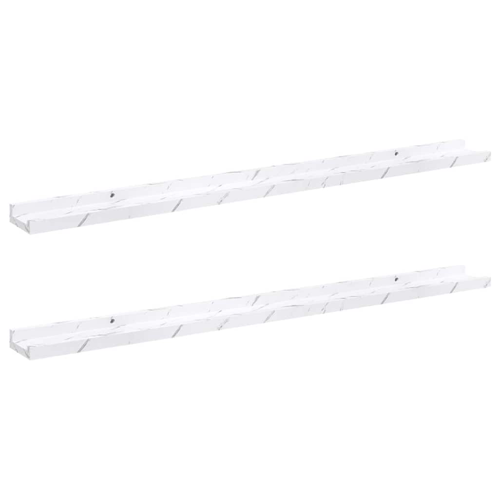 Wandregal 2 pcs Weiß Marmor 100 x 9 x 3 cm Holzwerkstoff