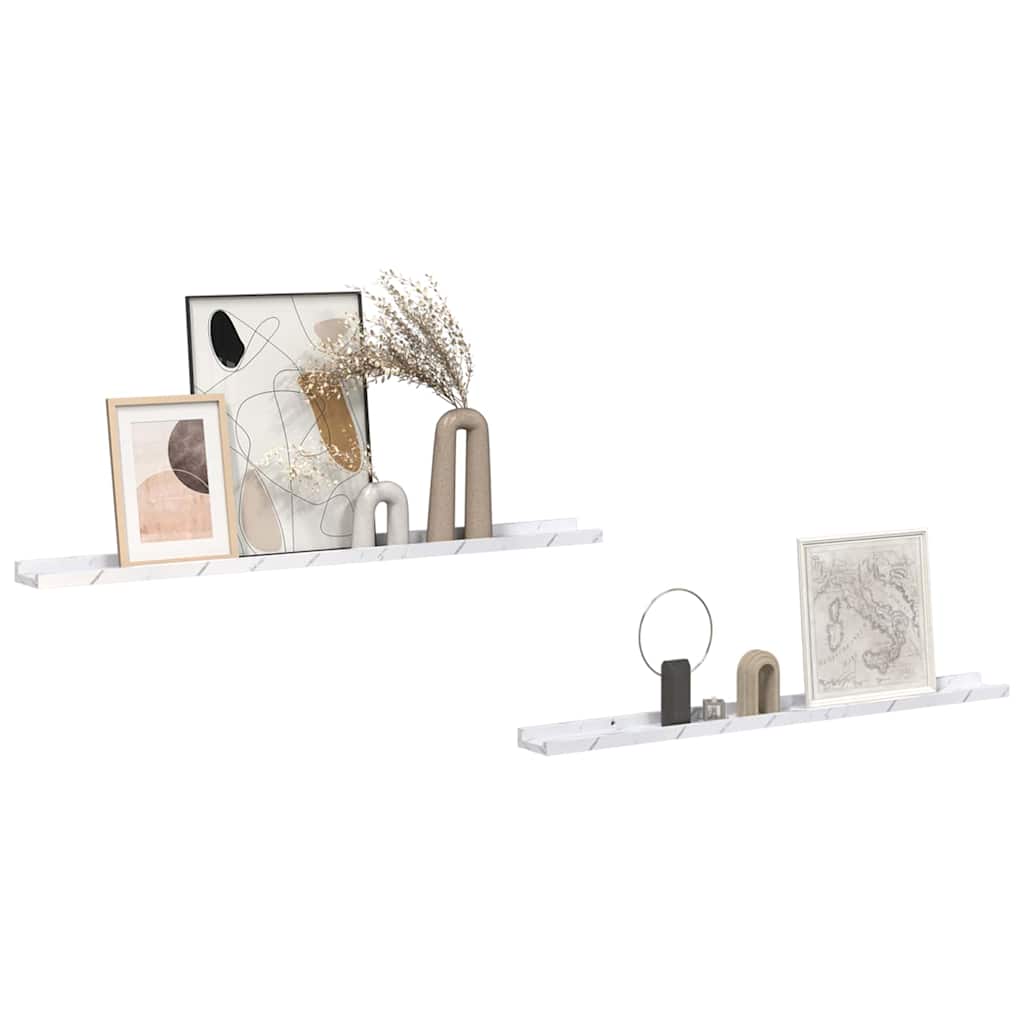Wandregal 2 pcs Weiß Marmor 100 x 9 x 3 cm Holzwerkstoff