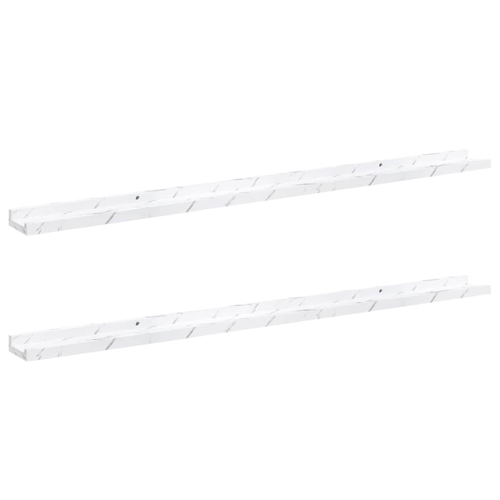 Wandregal 2 pcs Weiß Marmor 115 x 9 x 3 cm Holzwerkstoff