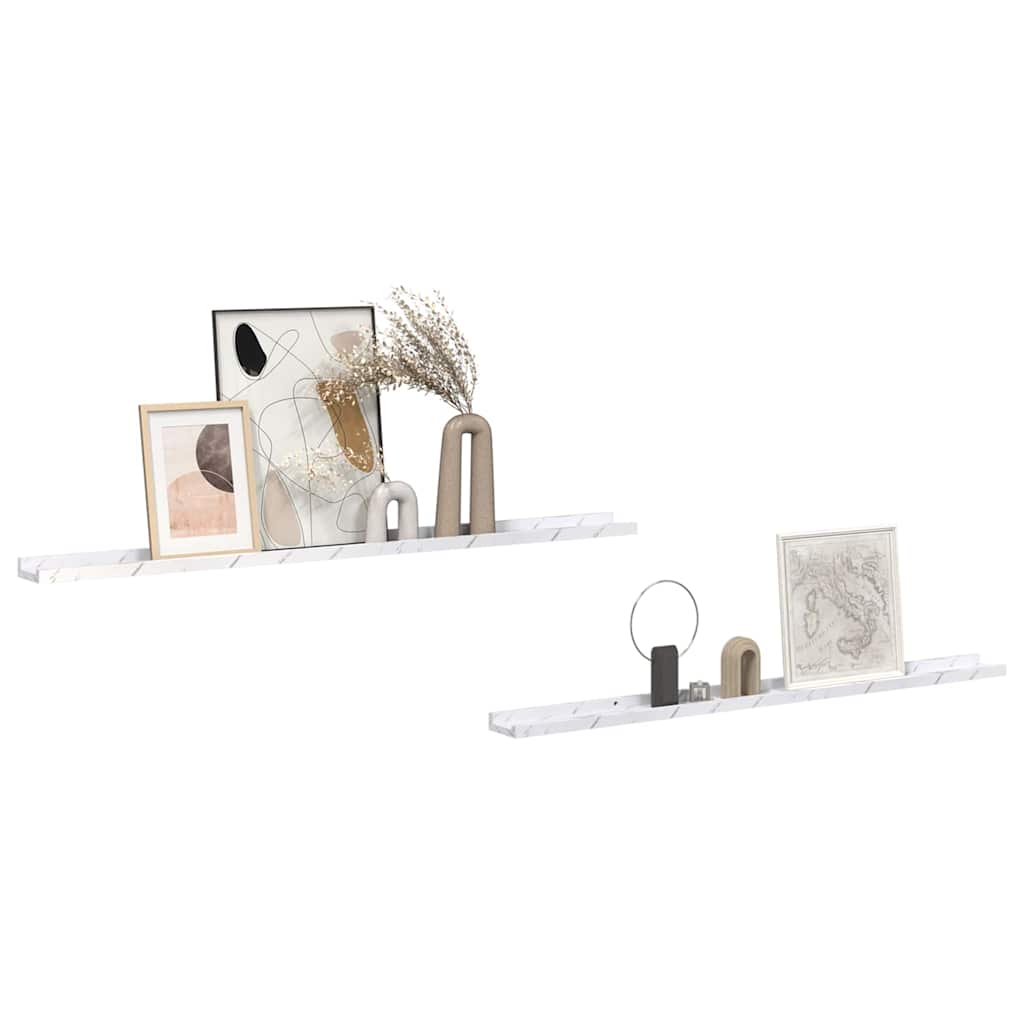 Wandregal 2 pcs Weiß Marmor 115 x 9 x 3 cm Holzwerkstoff