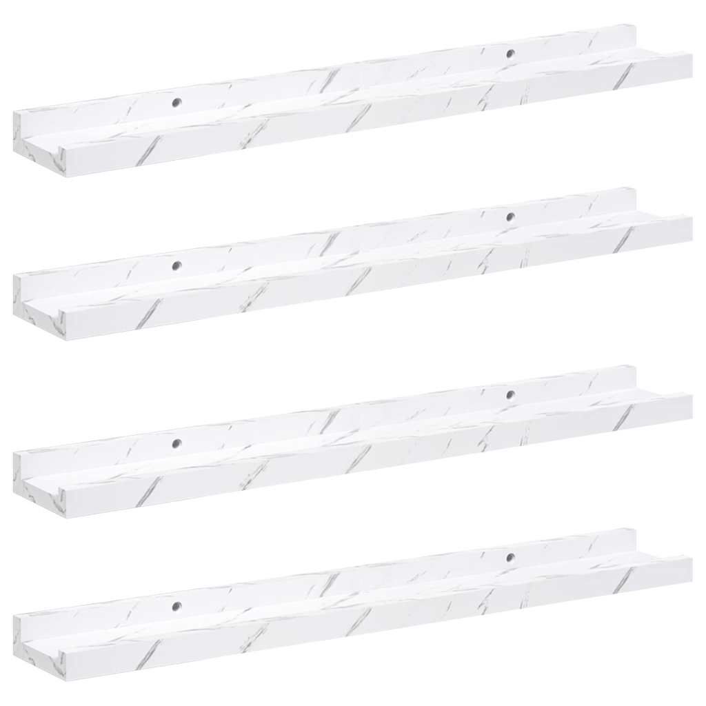 Wandregal 4 pcs Weiß Marmor 60 x 9 x 3 cm Holzwerkstoff