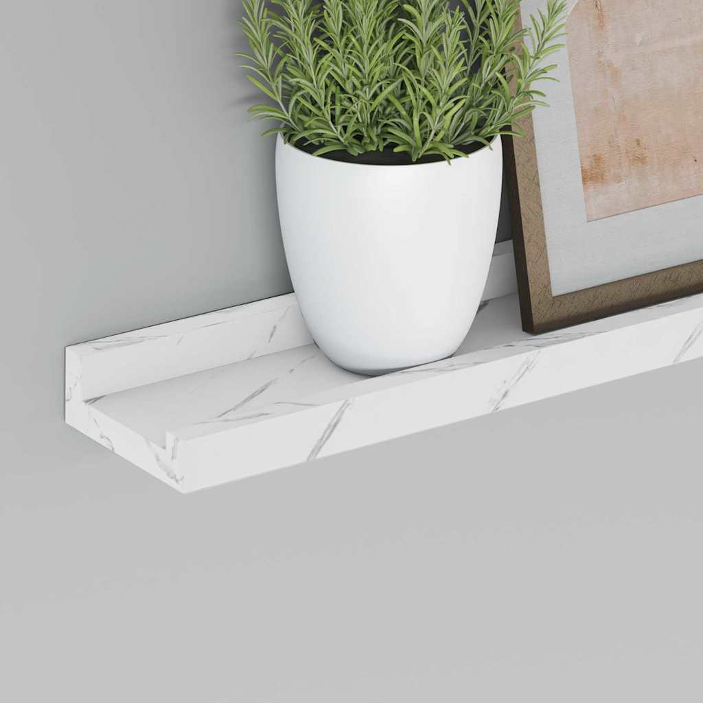 Wandregal 4 pcs Weiß Marmor 80 x 9 x 3 cm Holzwerkstoff