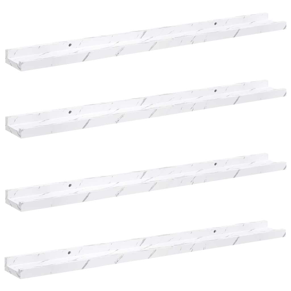 Wandregal 4 pcs Weiß Marmor 80 x 9 x 3 cm Holzwerkstoff