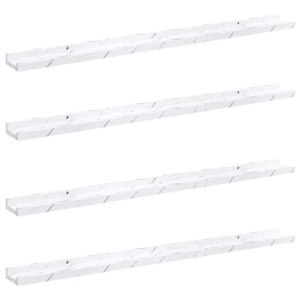 Wandregal 4 pcs Weiß Marmor 100 x 9 x 3 cm Holzwerkstoff