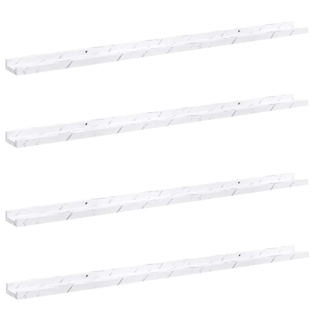 Wandregal 4 pcs Weiß Marmor 115 x 9 x 3 cm Holzwerkstoff