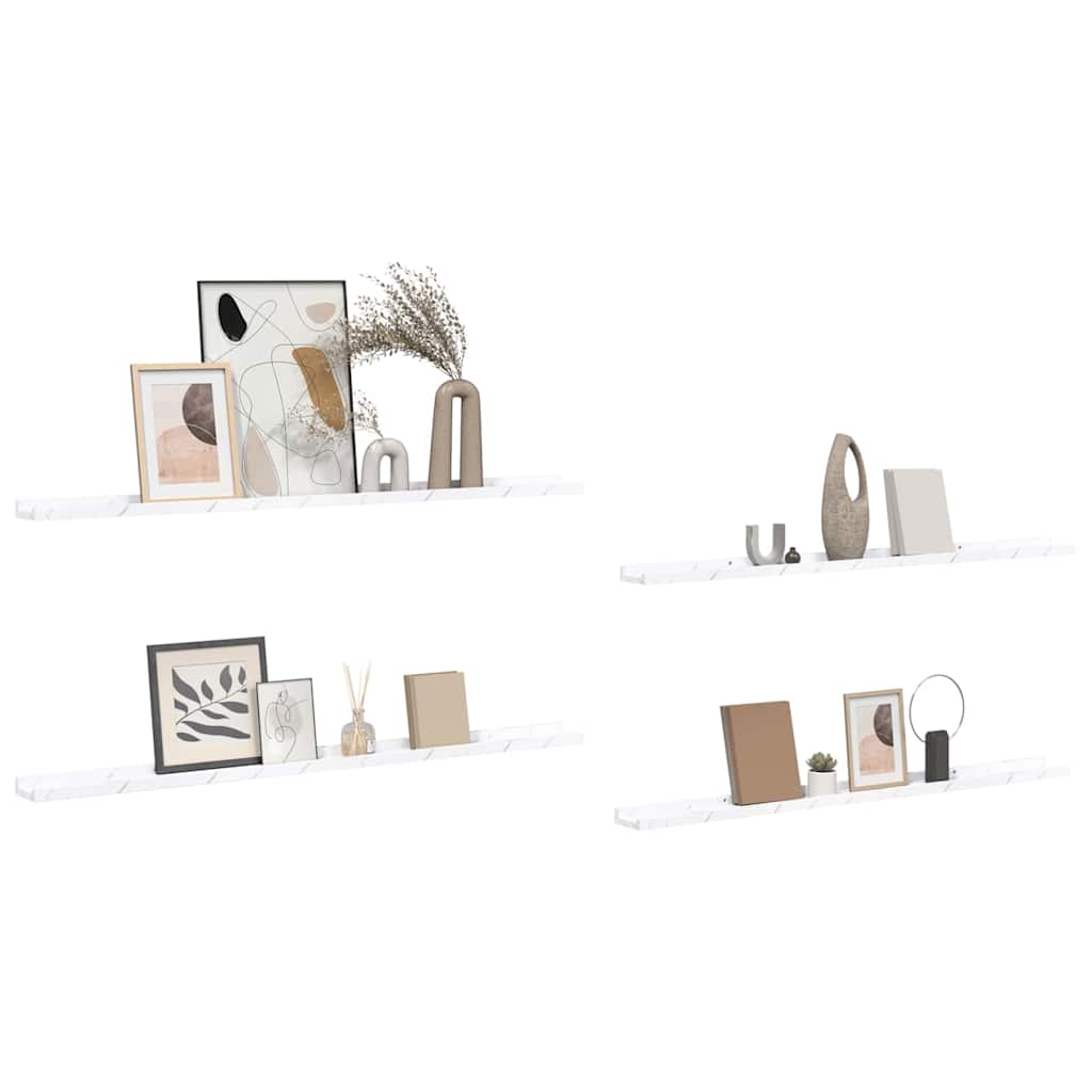 Wandregal 4 pcs Weiß Marmor 115 x 9 x 3 cm Holzwerkstoff