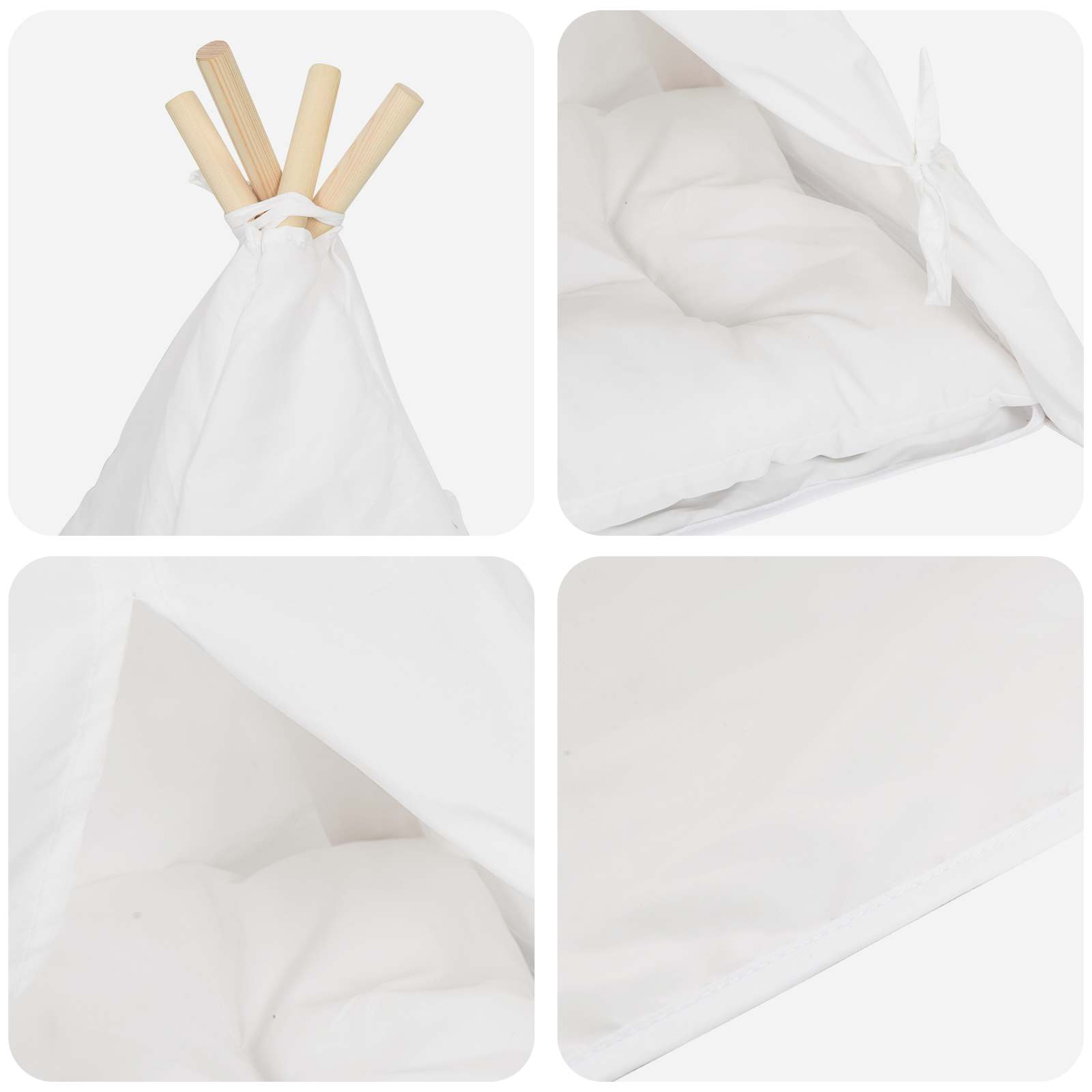 Haustier-Tipi mit Kissen Weiß 60 x 60 x 70 cm Polyester