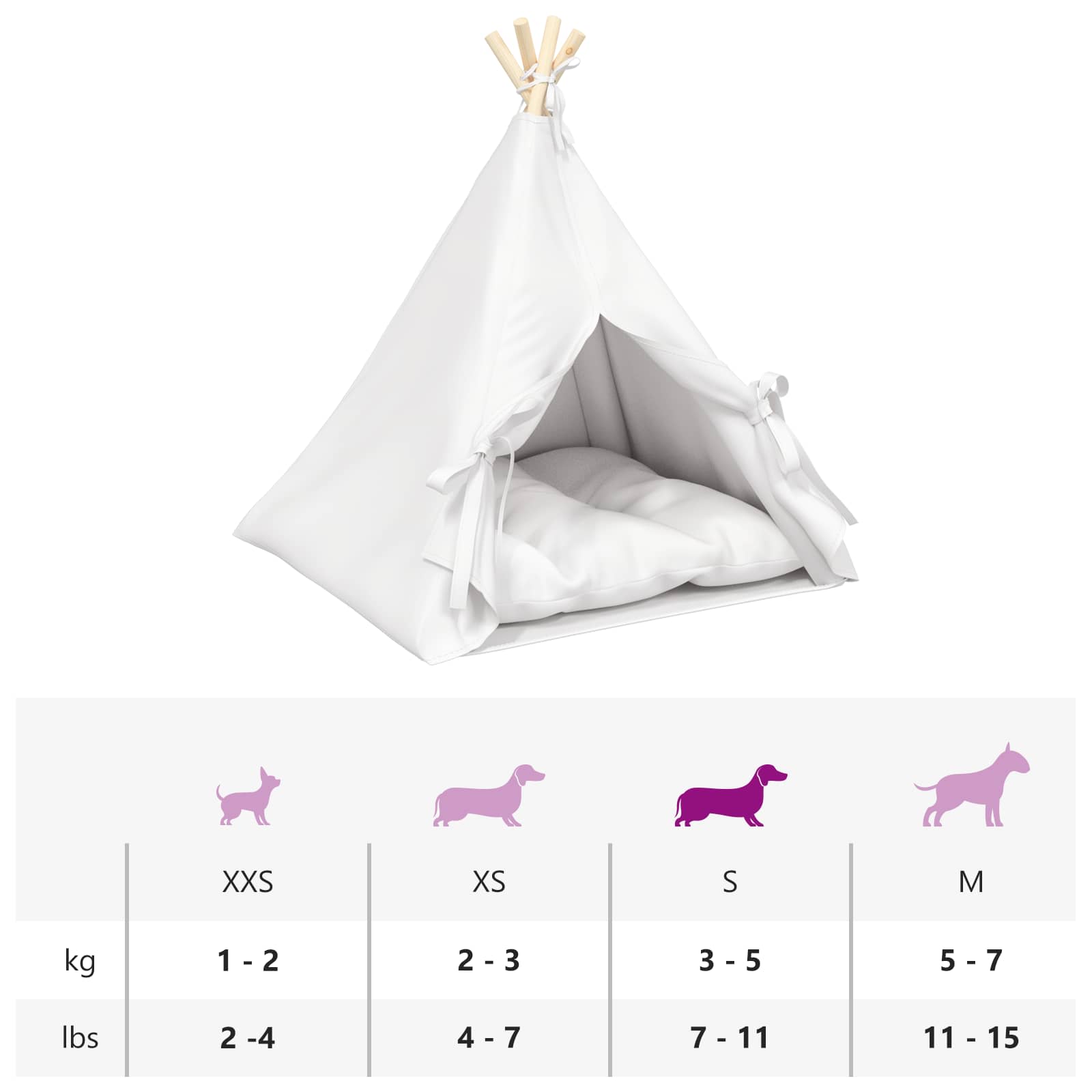 Haustier-Tipi mit Kissen Weiß 60 x 60 x 70 cm Polyester