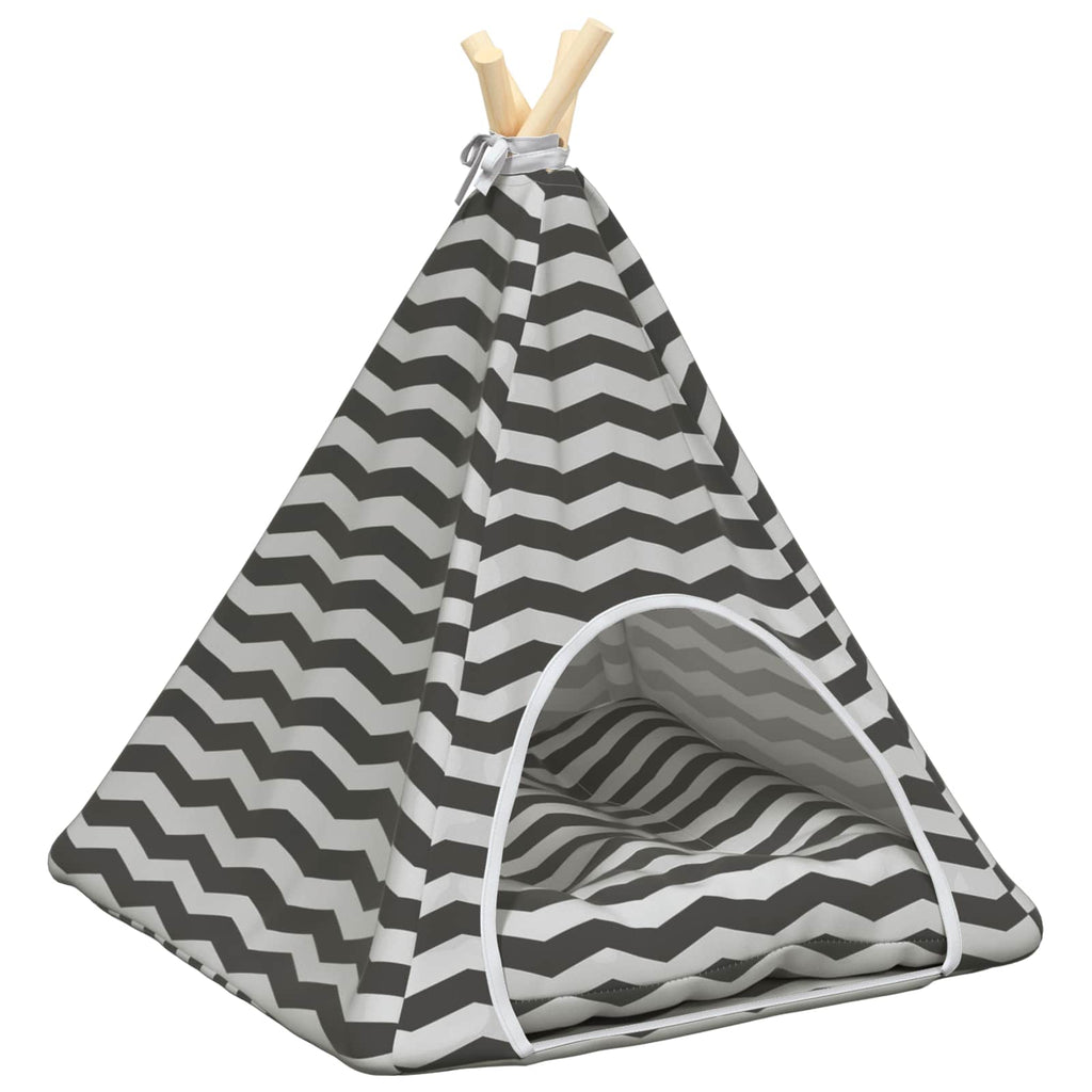Haustier-Tipi mit Kissen Weiß und Grau 50 x 50 x 60 cm