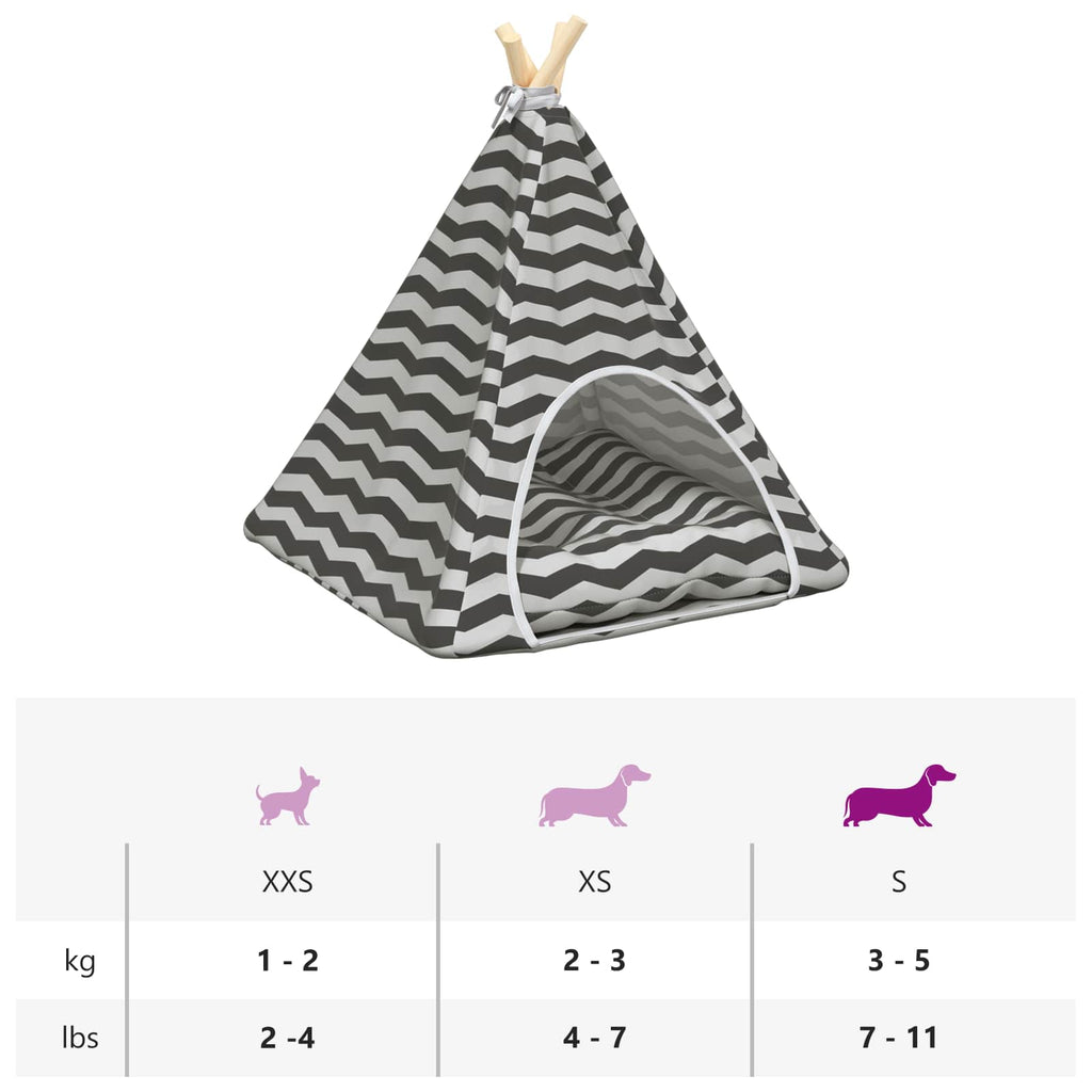 Haustier-Tipi mit Kissen Weiß und Grau 50 x 50 x 60 cm