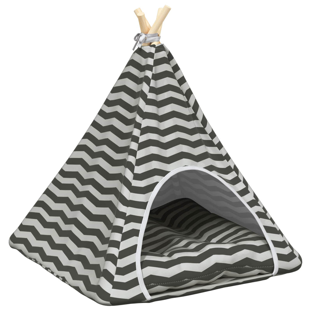 Haustier-Tipi mit Kissen Weiß und Grau 60 x 60 x 70 cm