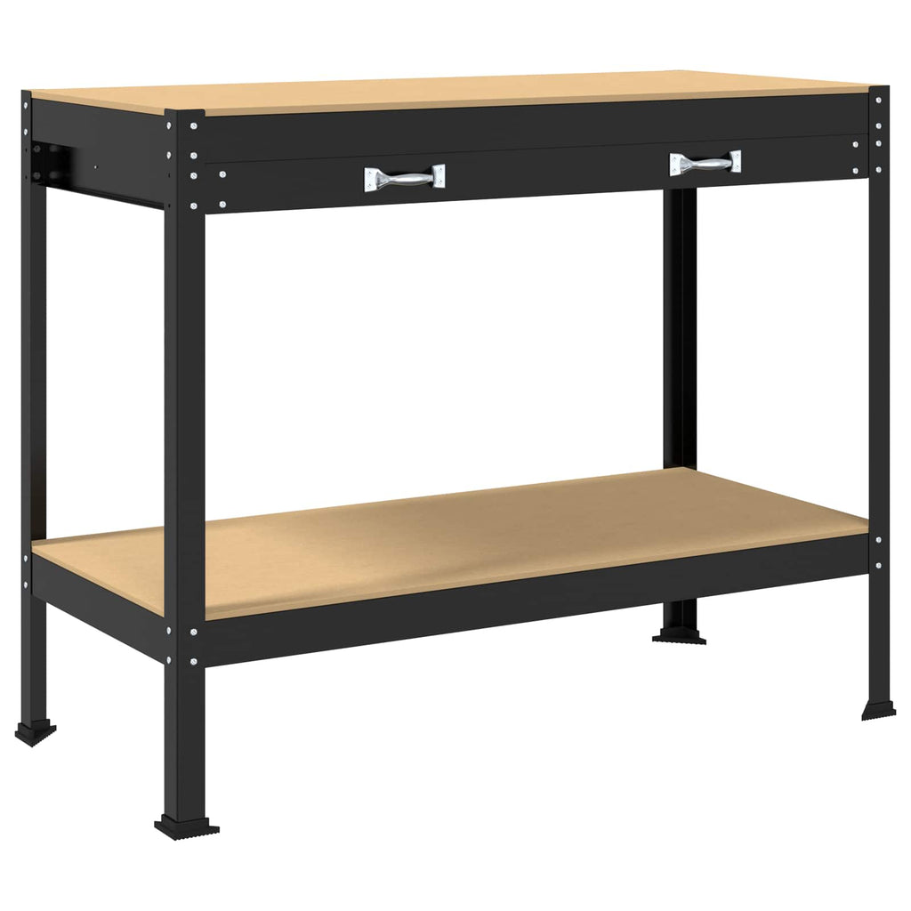 Werkbank Schwarz 114 x 54 x 91 cm Sperrholz und Metall