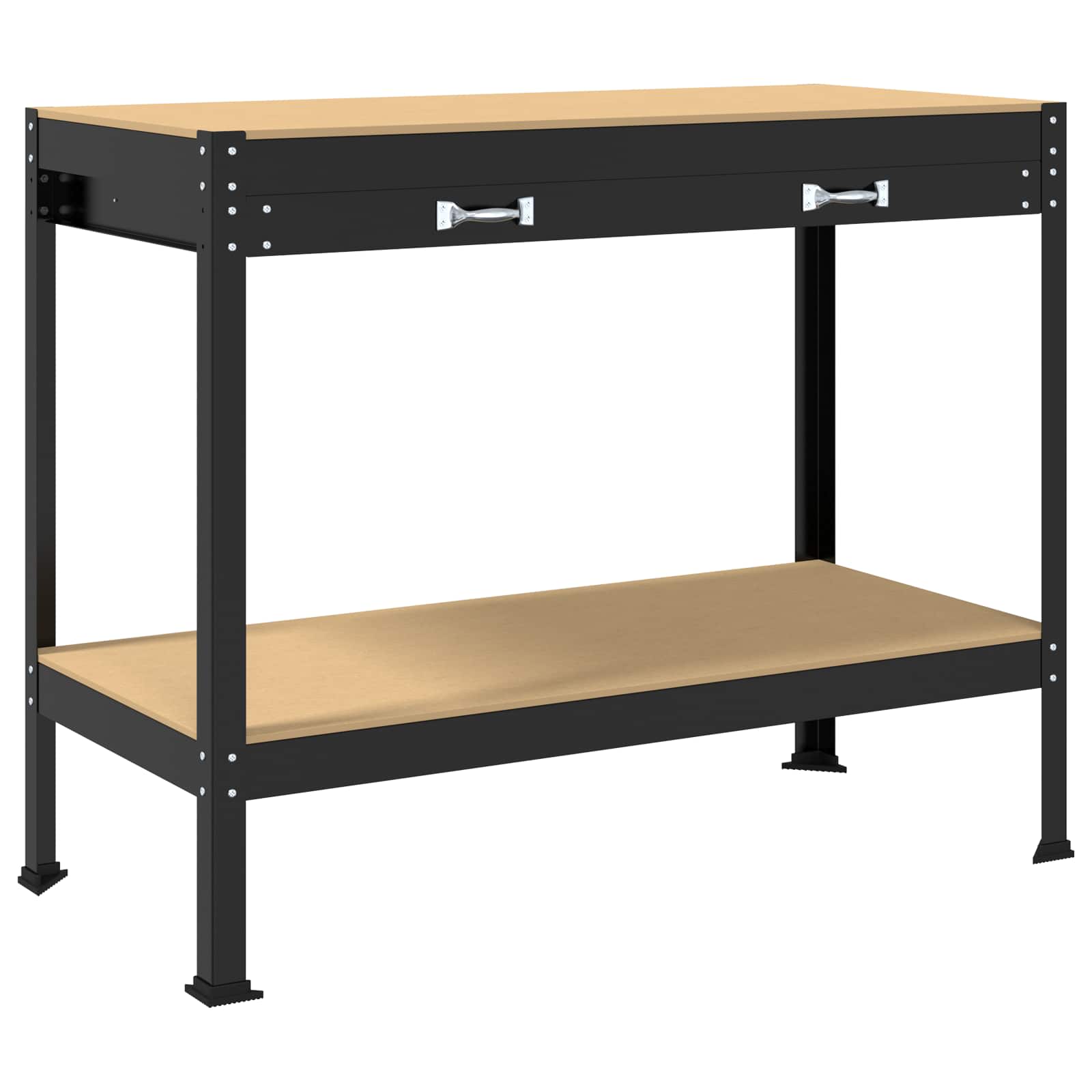 Werkbank Schwarz 114 x 54 x 91 cm Sperrholz und Metall