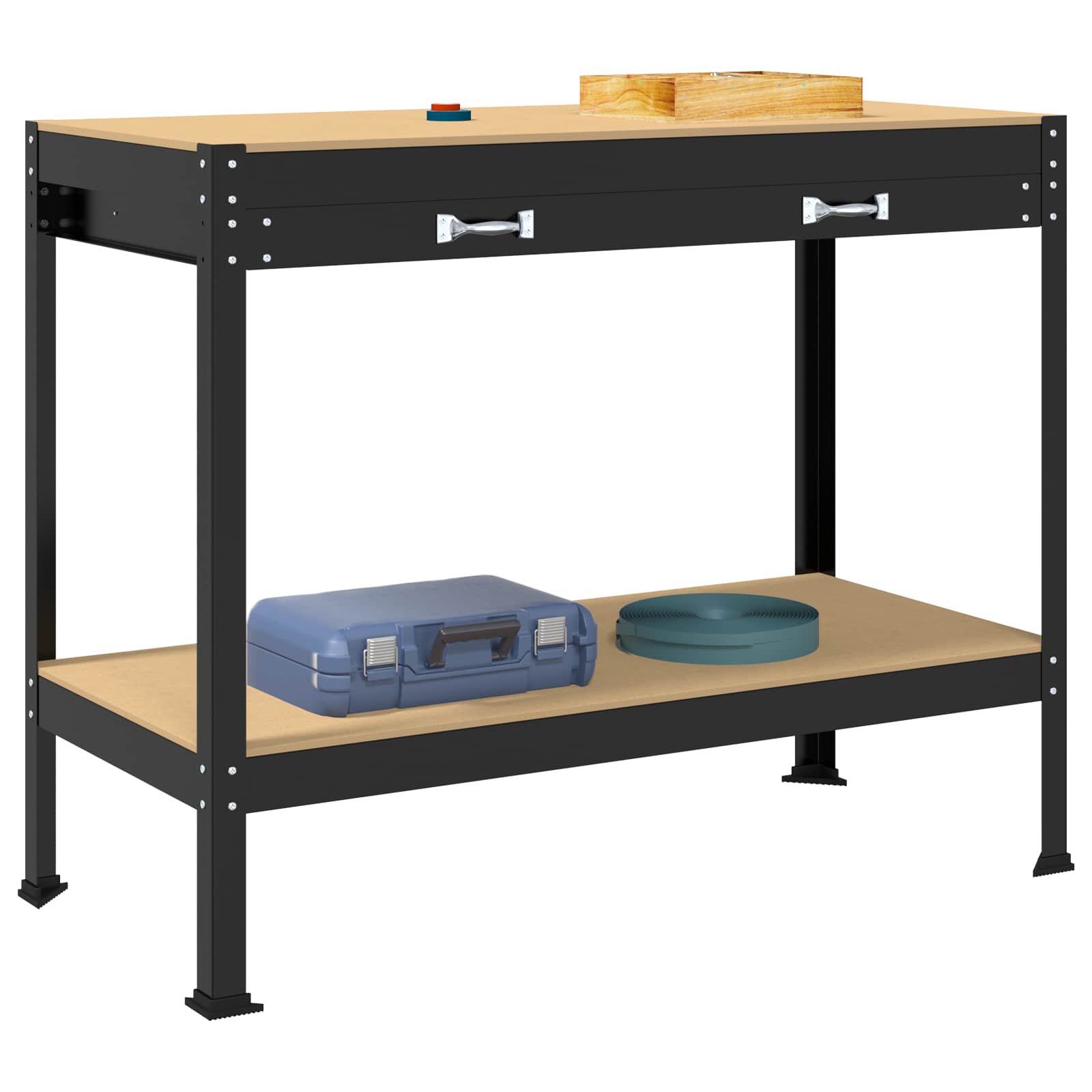 Werkbank Schwarz 114 x 54 x 91 cm Sperrholz und Metall