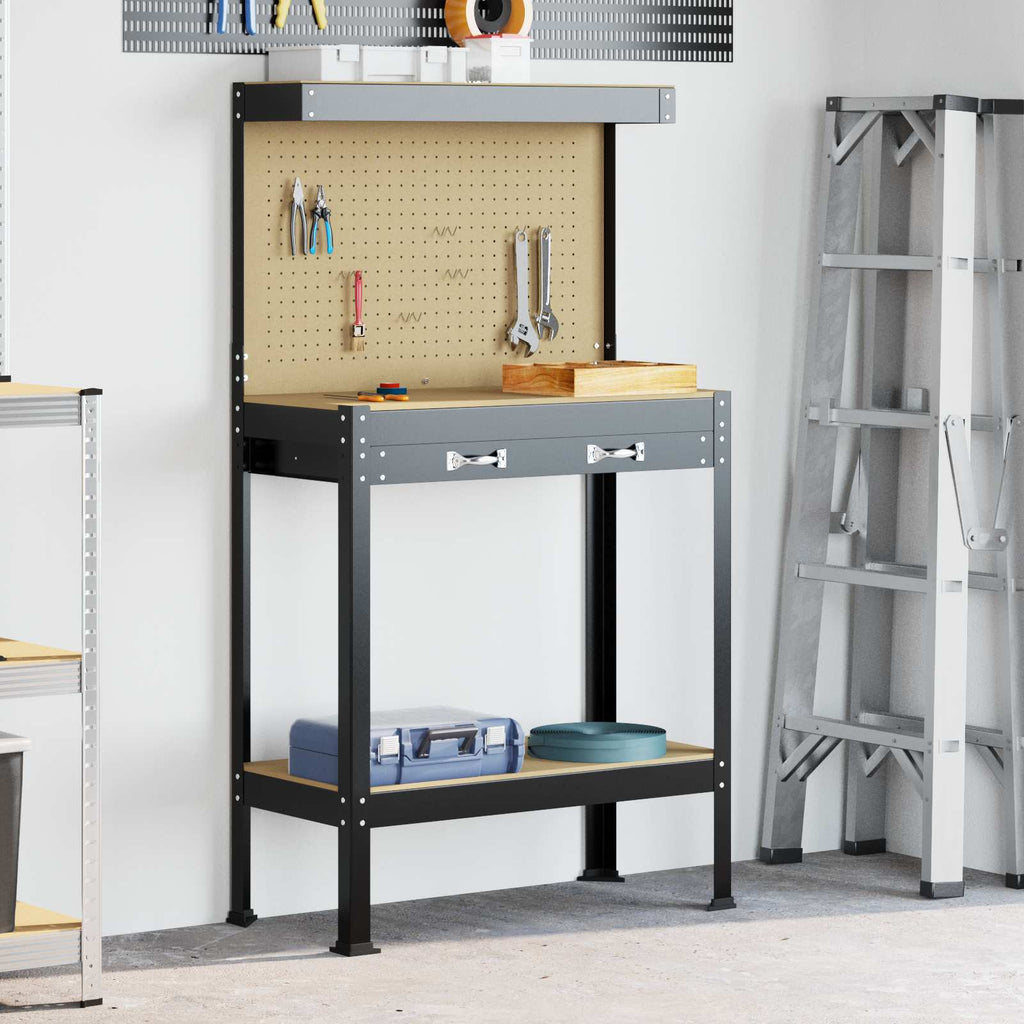Werkbank Schwarz 81 x 41 x 145 cm Holzwerkstoff und Metall