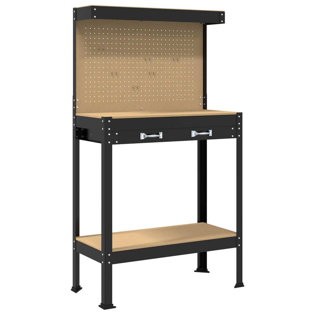 Werkbank Schwarz 81 x 41 x 145 cm Holzwerkstoff und Metall