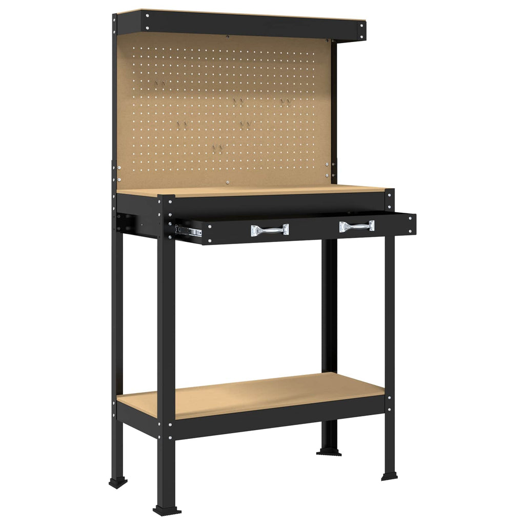 Werkbank Schwarz 81 x 41 x 145 cm Holzwerkstoff und Metall