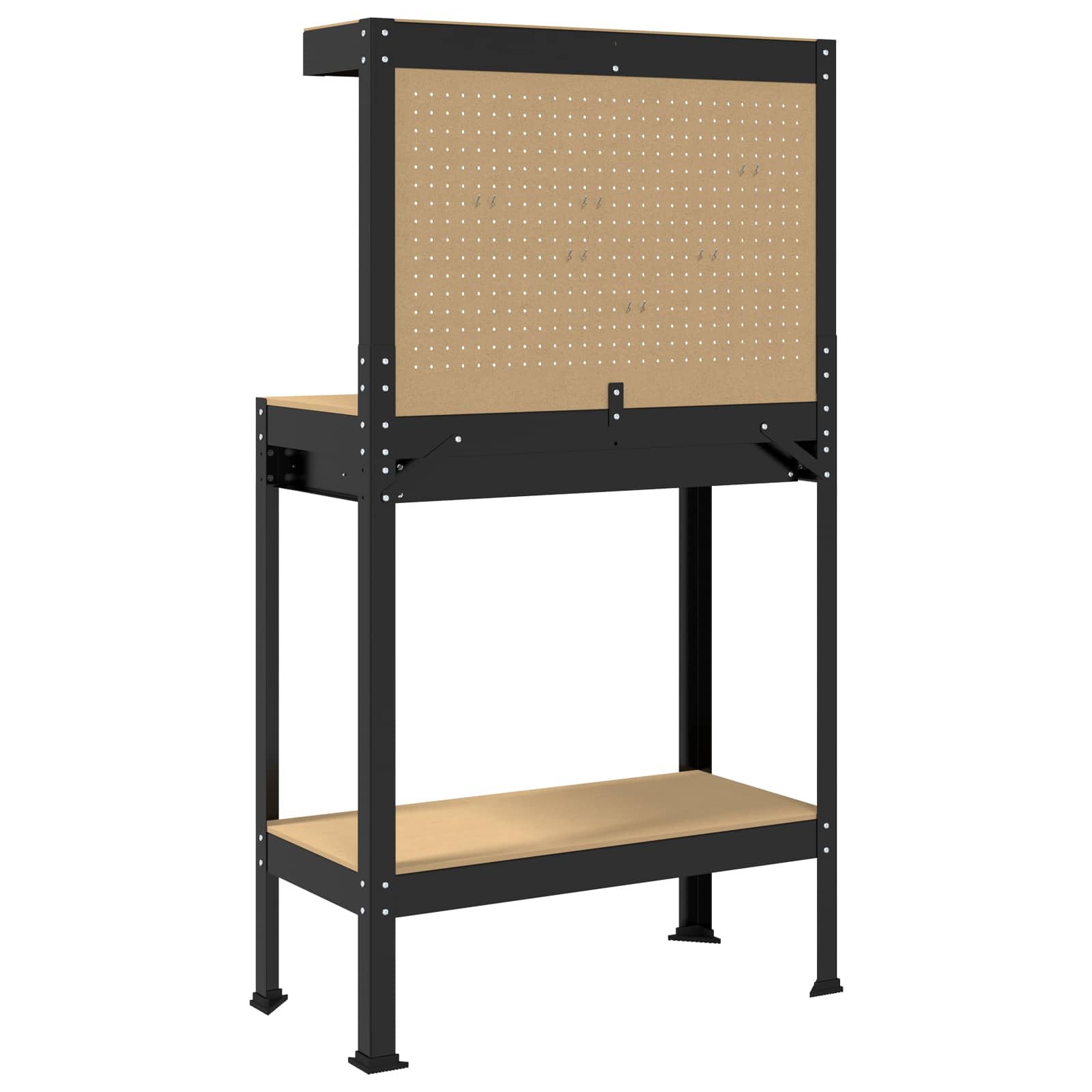 Werkbank Schwarz 81 x 41 x 145 cm Holzwerkstoff und Metall