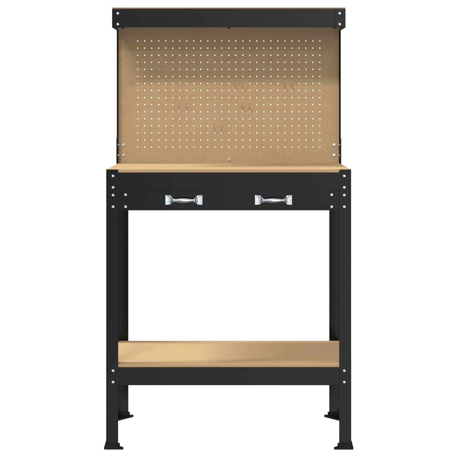 Werkbank Schwarz 81 x 41 x 145 cm Holzwerkstoff und Metall