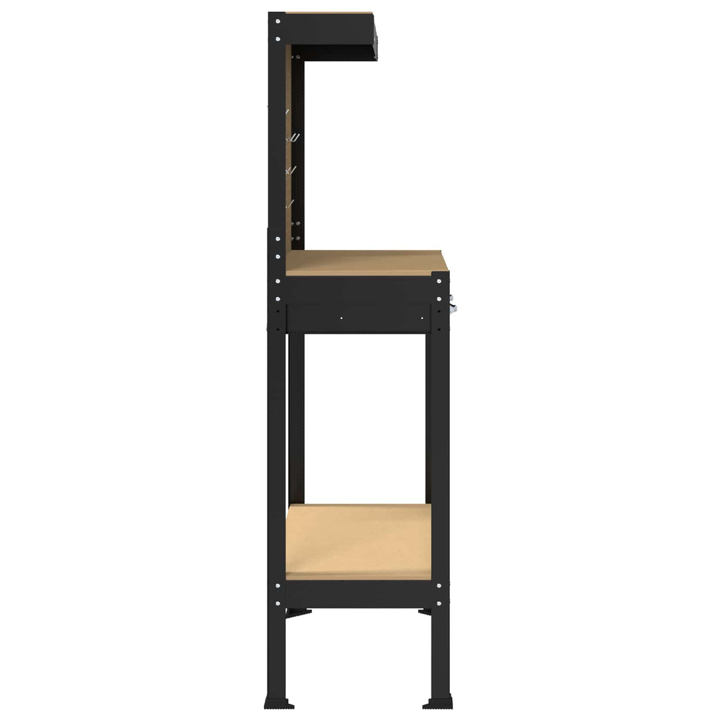 Werkbank Schwarz 81 x 41 x 145 cm Holzwerkstoff und Metall