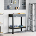 Werkbank mit Regal Schwarz 80 x 40 x 91 cm Sperrholz und Metall