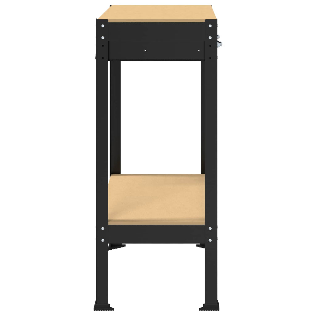 Werkbank mit Regal Schwarz 80 x 40 x 91 cm Sperrholz und Metall