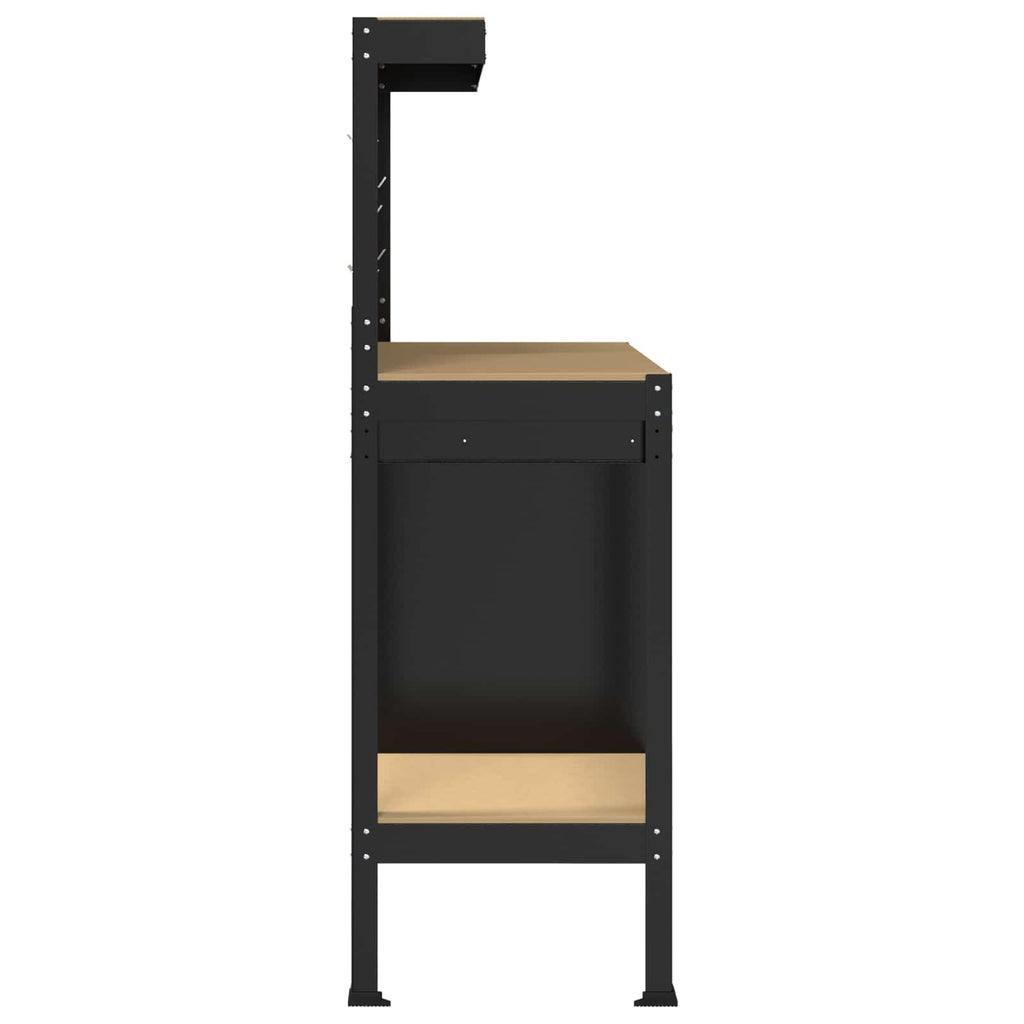 Werkbank Schwarz 90 x 49 x 141 cm Sperrholz und Metall