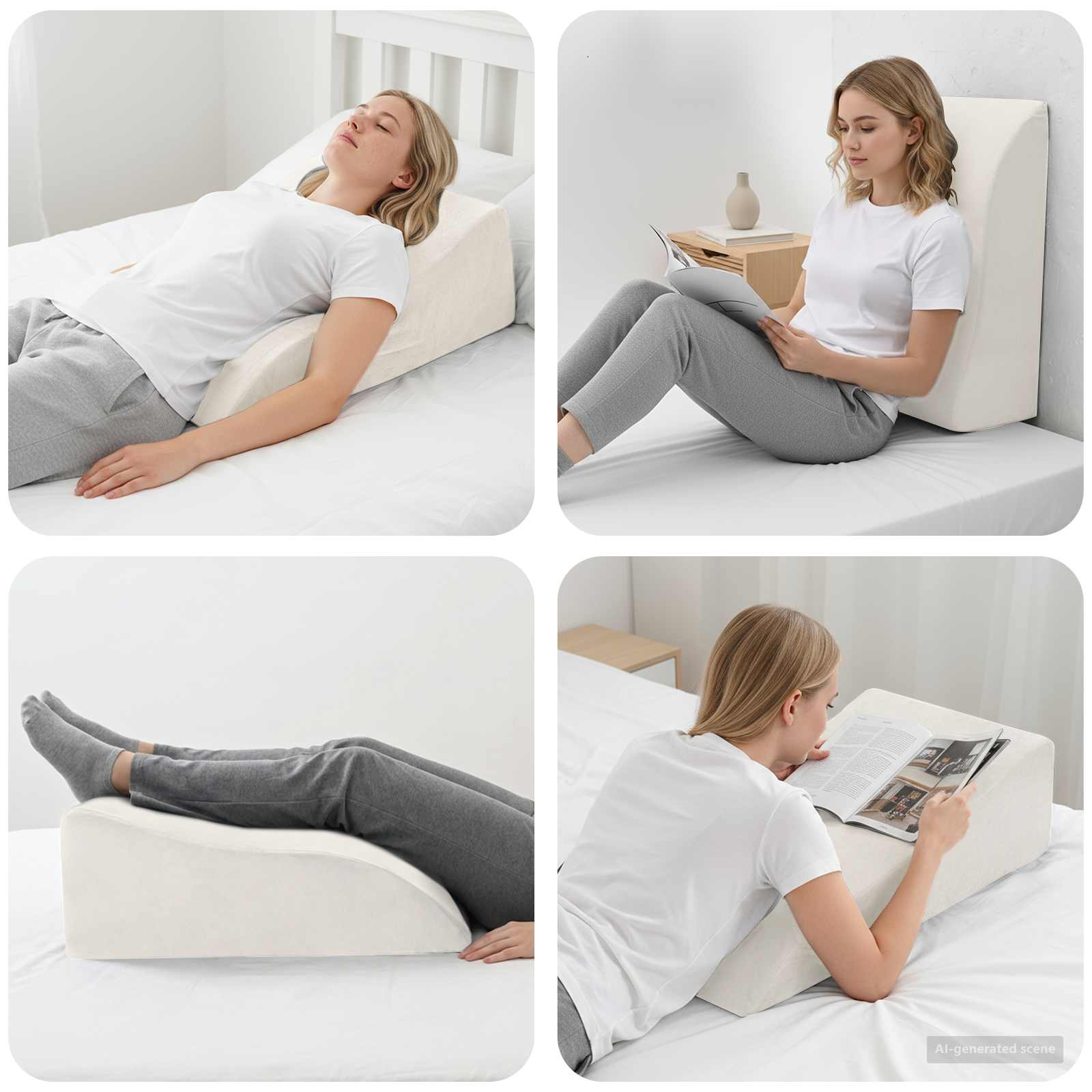 Beinkissen Weiß 68 x 40 x 21,5 cm PU-Schaum