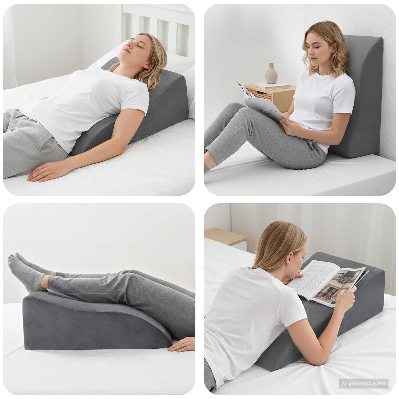Beinkissen Grau 68 x 40 x 18 cm PU-Schaum