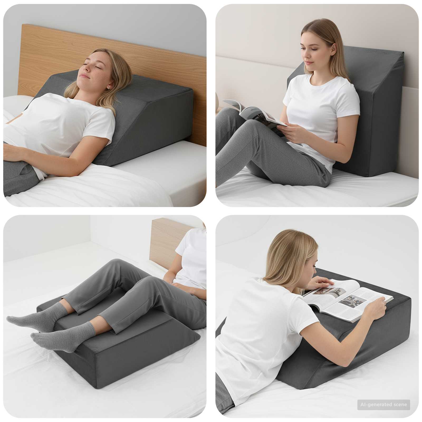 Beinkissen Uni Grau 63 x 52 x 19 cm PU-Schaum