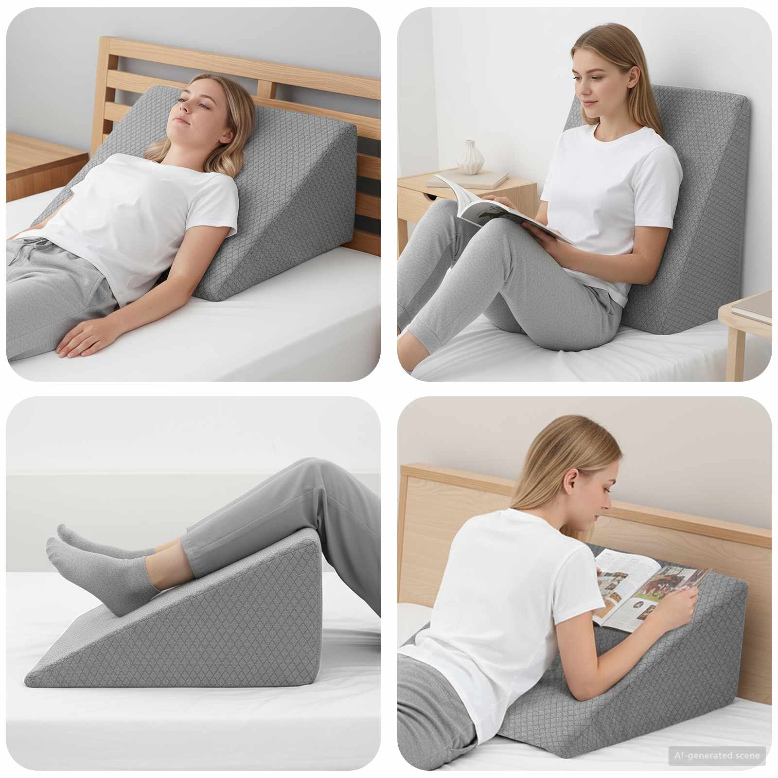Beinkissen Uni Grau 60 x 50 x 30 cm Viscoschaum