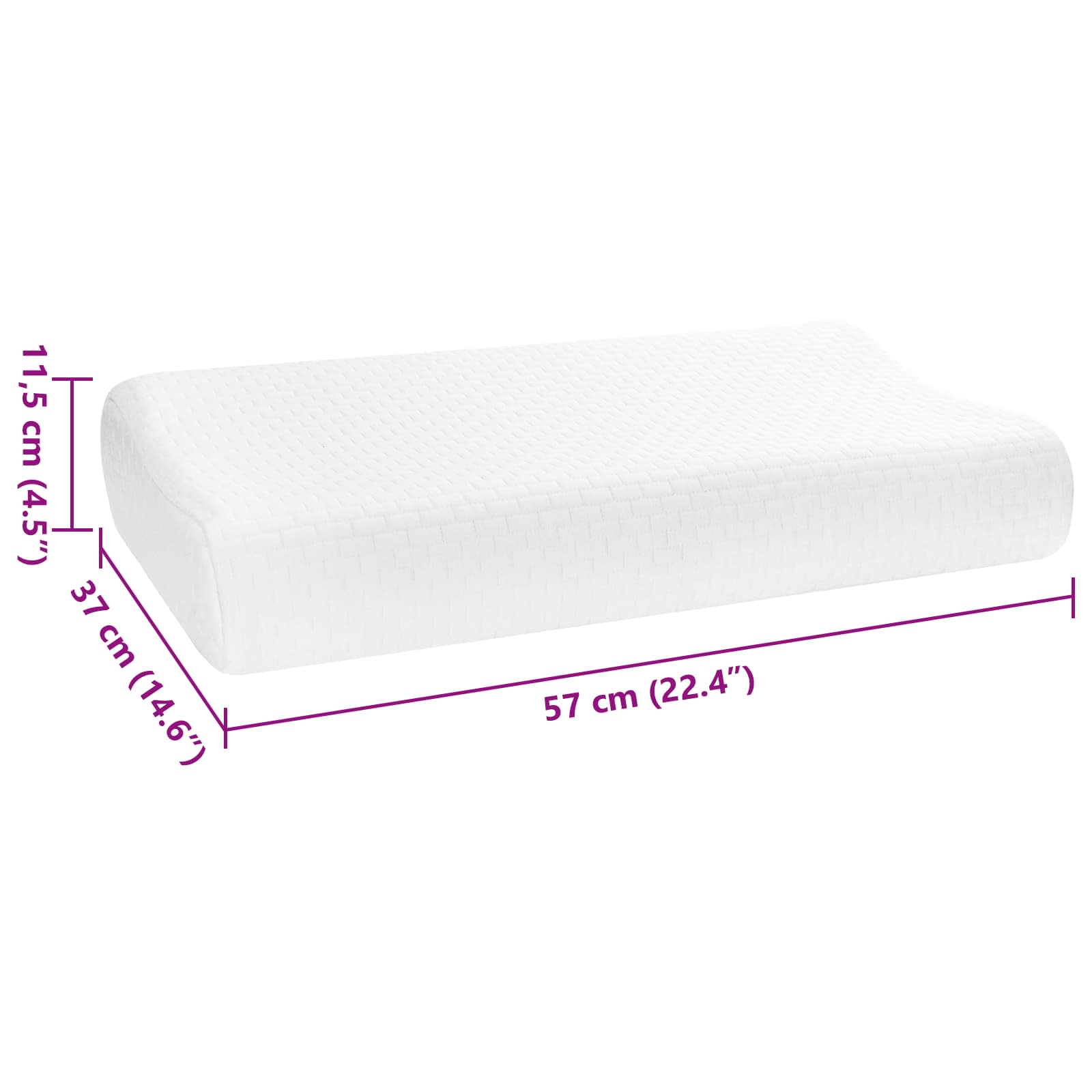 Schlafkissen Uni Weiß 57 x 37 x 11,5 cm Viscoschaum