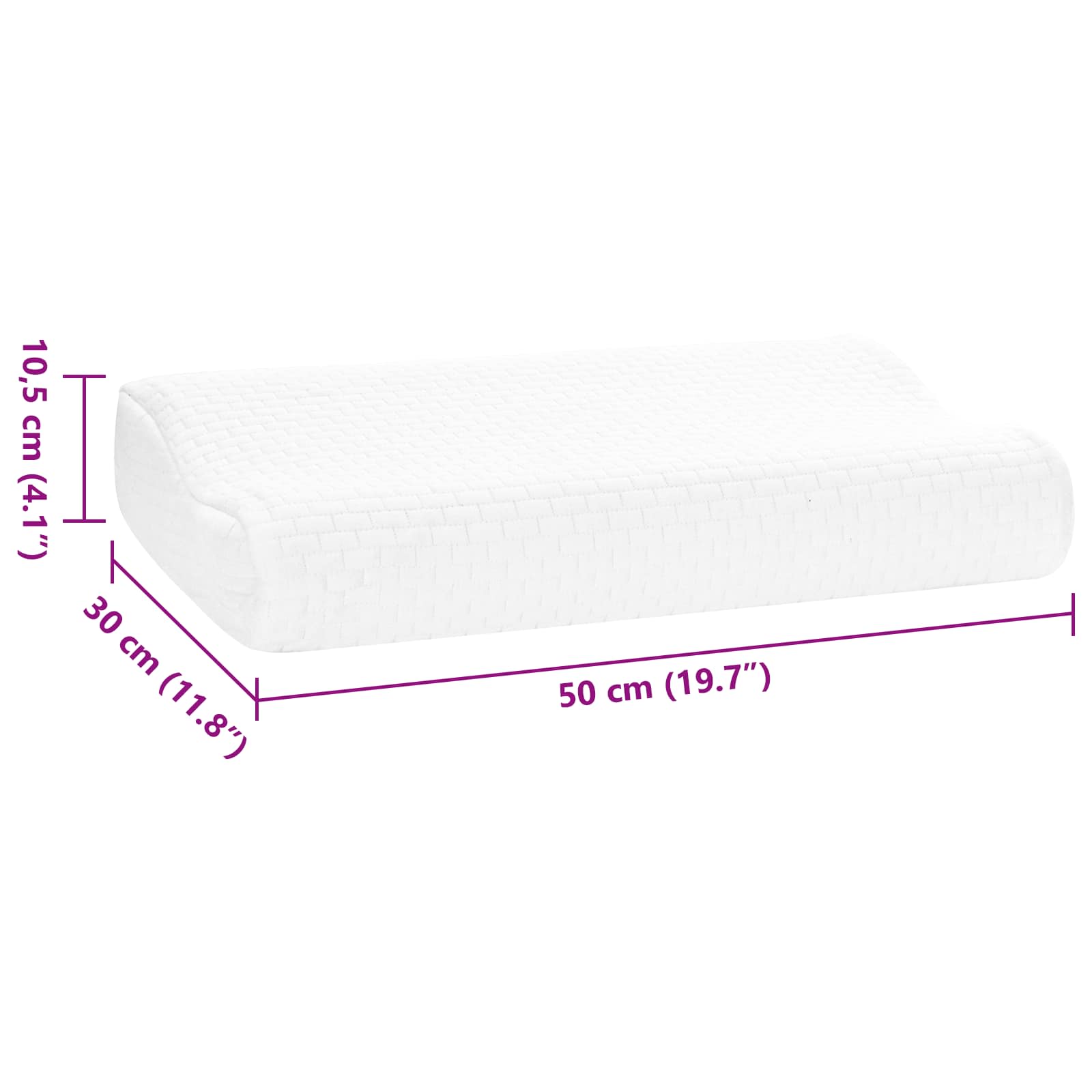 Schlafkissen Uni Weiß 50 x 30 x 10,5 cm Viscoschaum