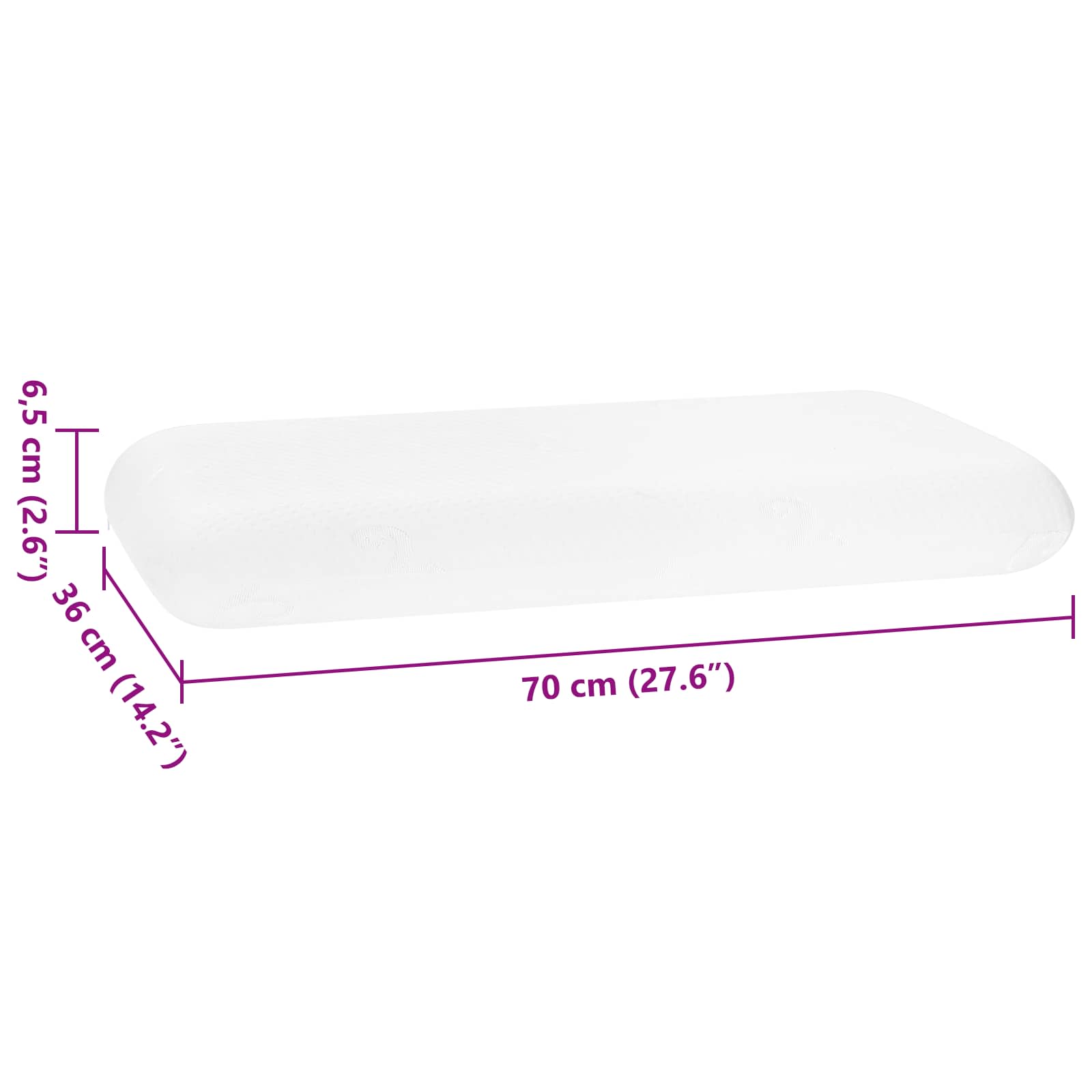 Schlafkissen Uni Weiß 70 x 36 x 6,5 cm Viscoschaum