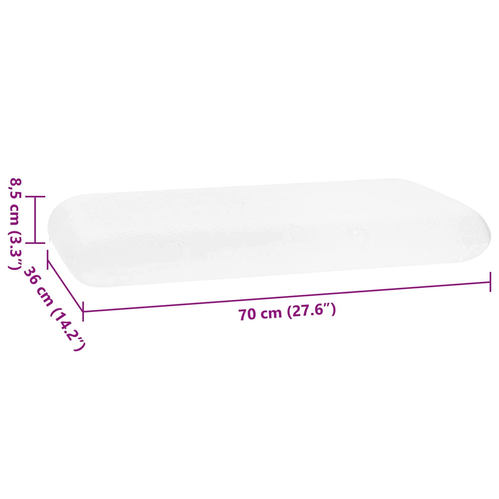Schlafkissen Uni Weiß 70 x 36 x 8,5 cm Viscoschaum