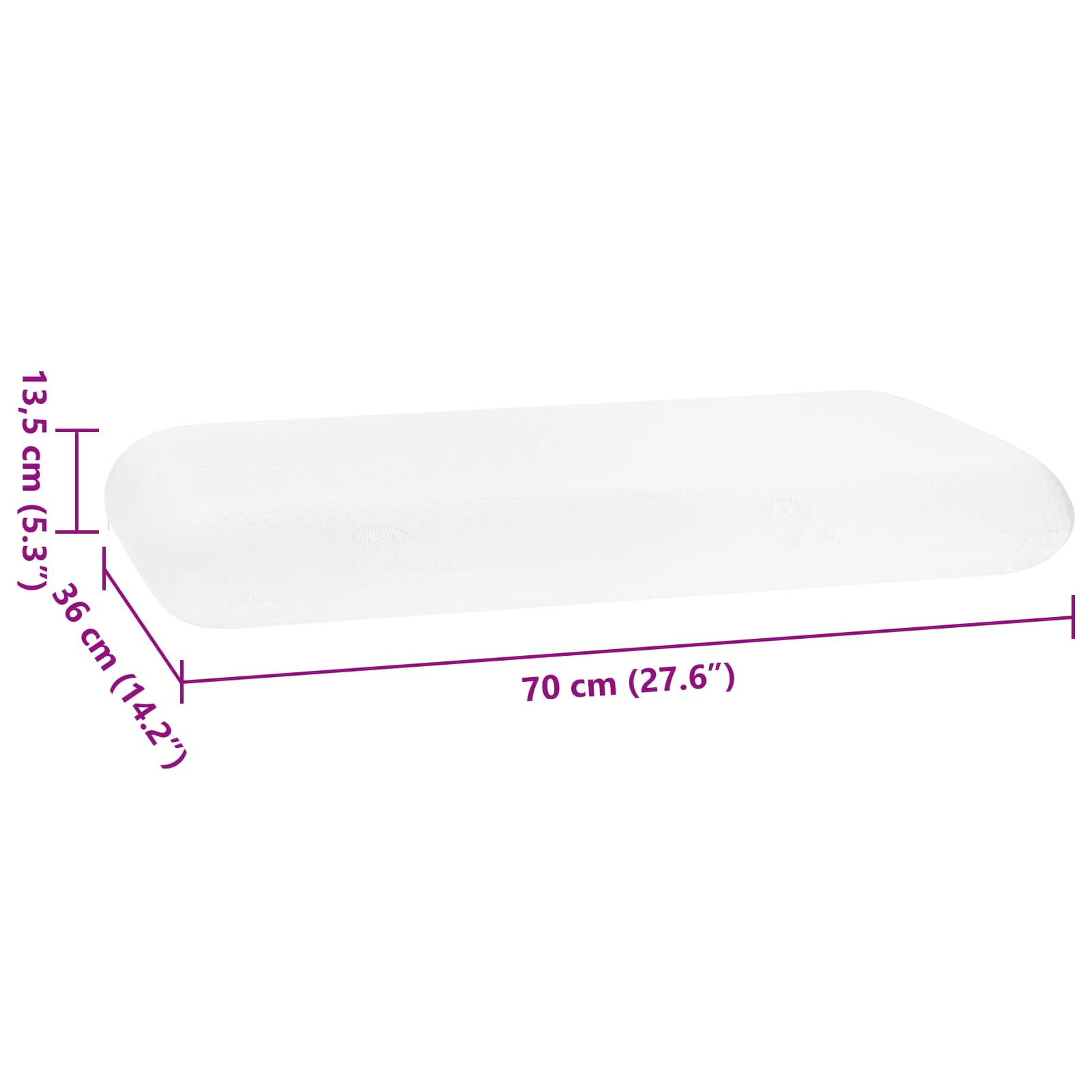 Schlafkissen Uni Weiß 70 x 36 x 13,5 cm Viscoschaum