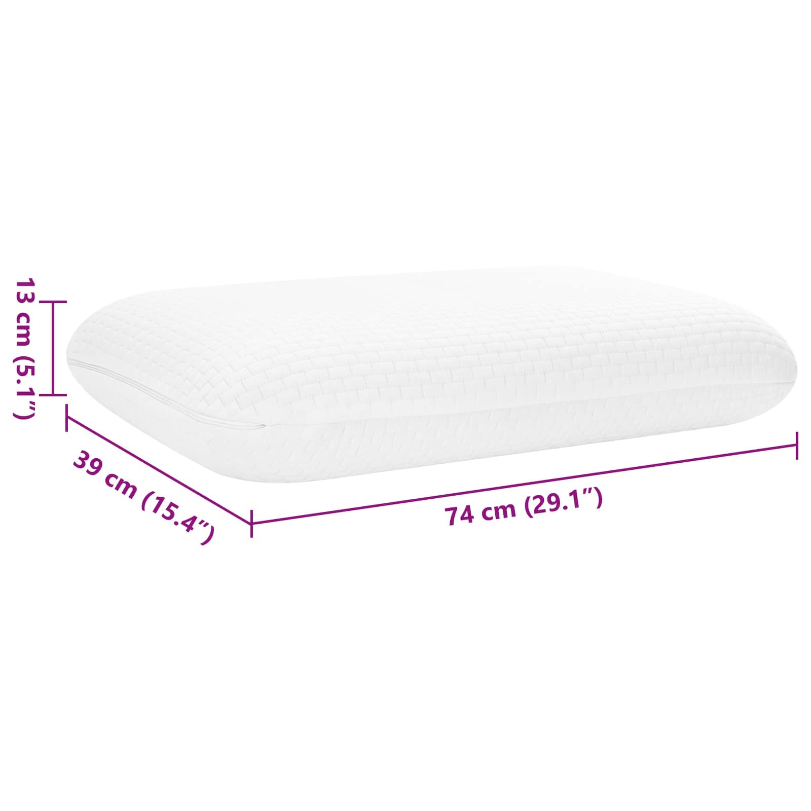 Schlafkissen Uni Weiß 74 x 39 x 13 cm Viscoschaum